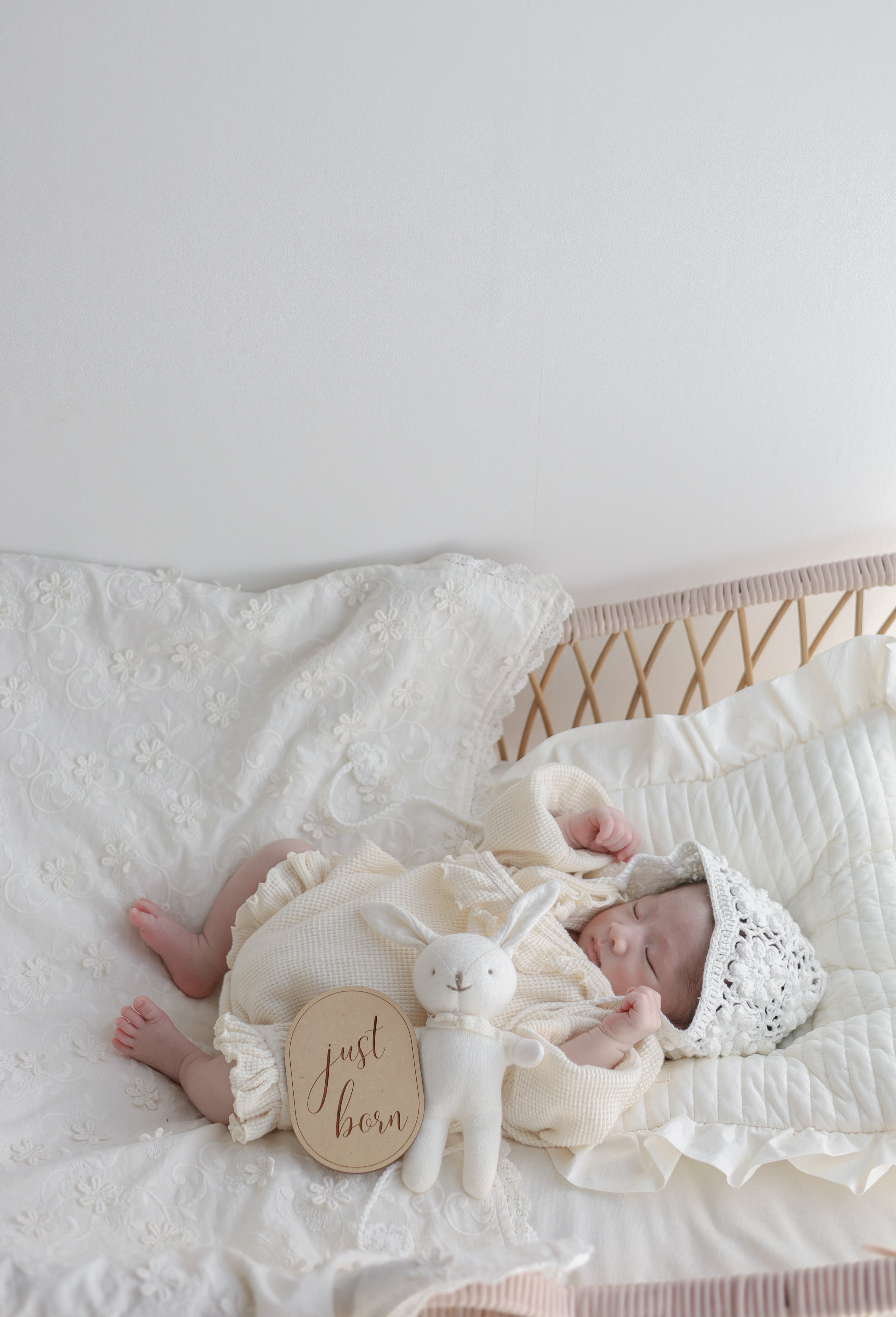 Waffle frill wrap newborn rompers