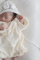 Waffle frill wrap newborn rompers