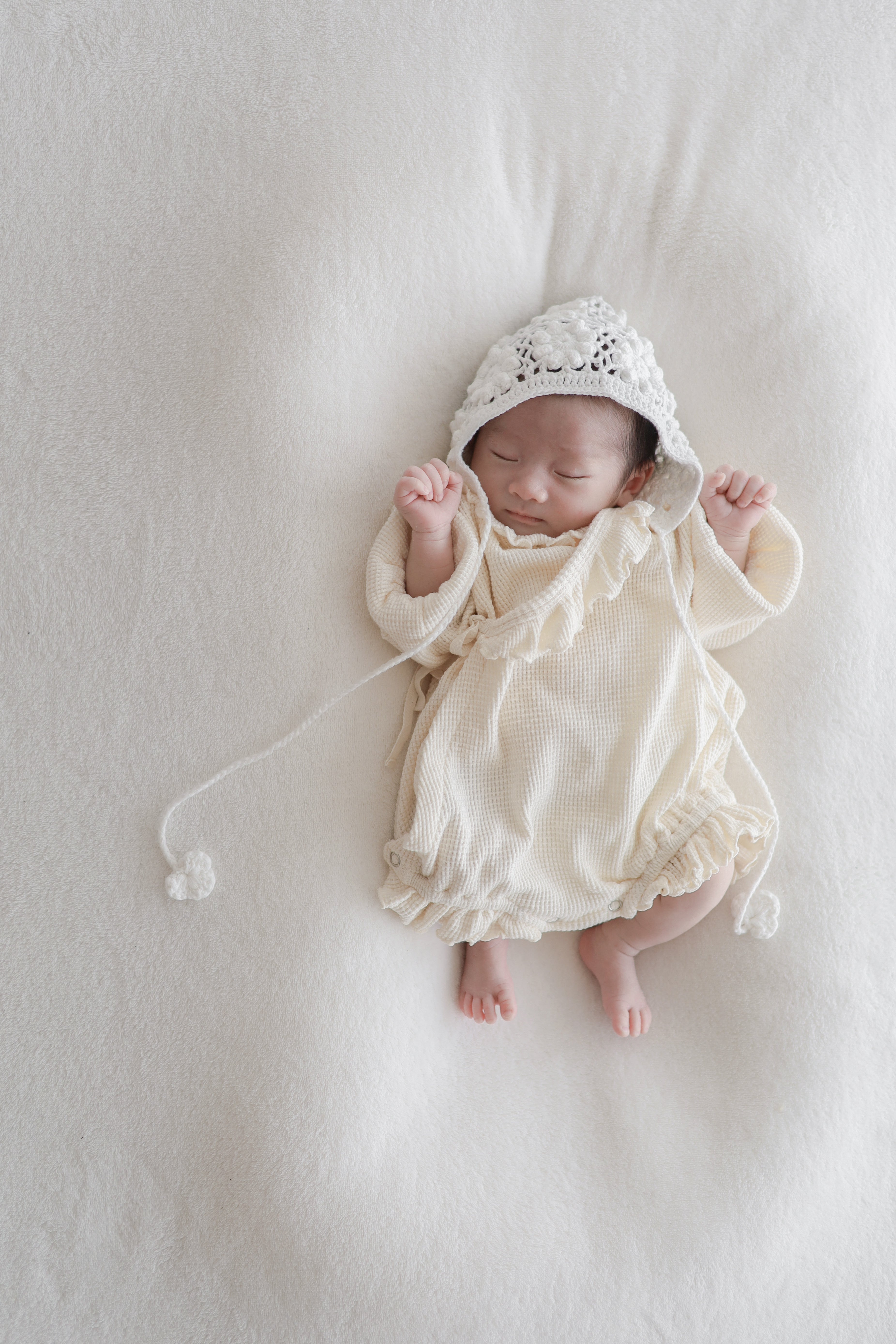 Waffle frill wrap newborn rompers