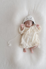 Waffle frill wrap newborn rompers