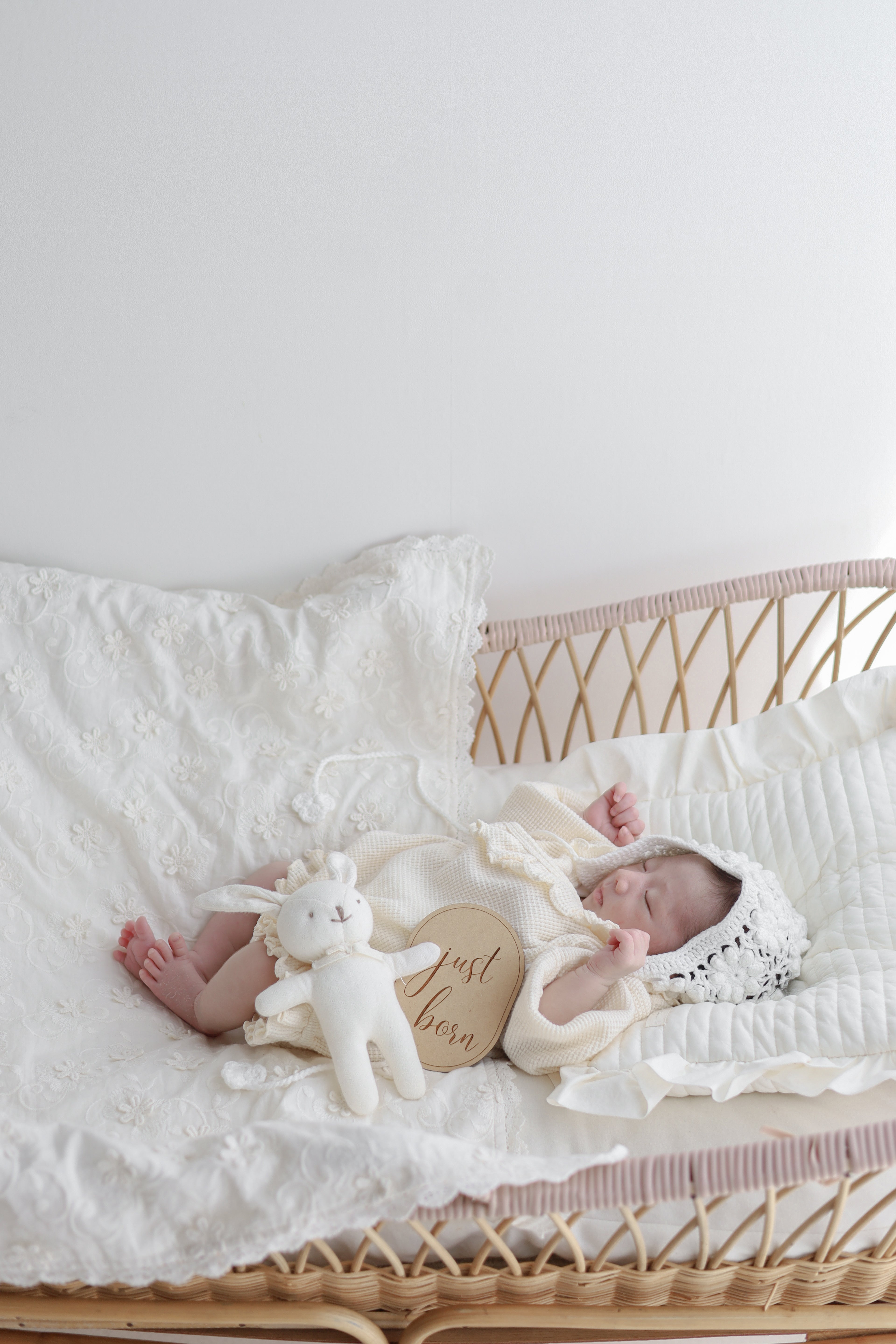 Waffle frill wrap newborn rompers
