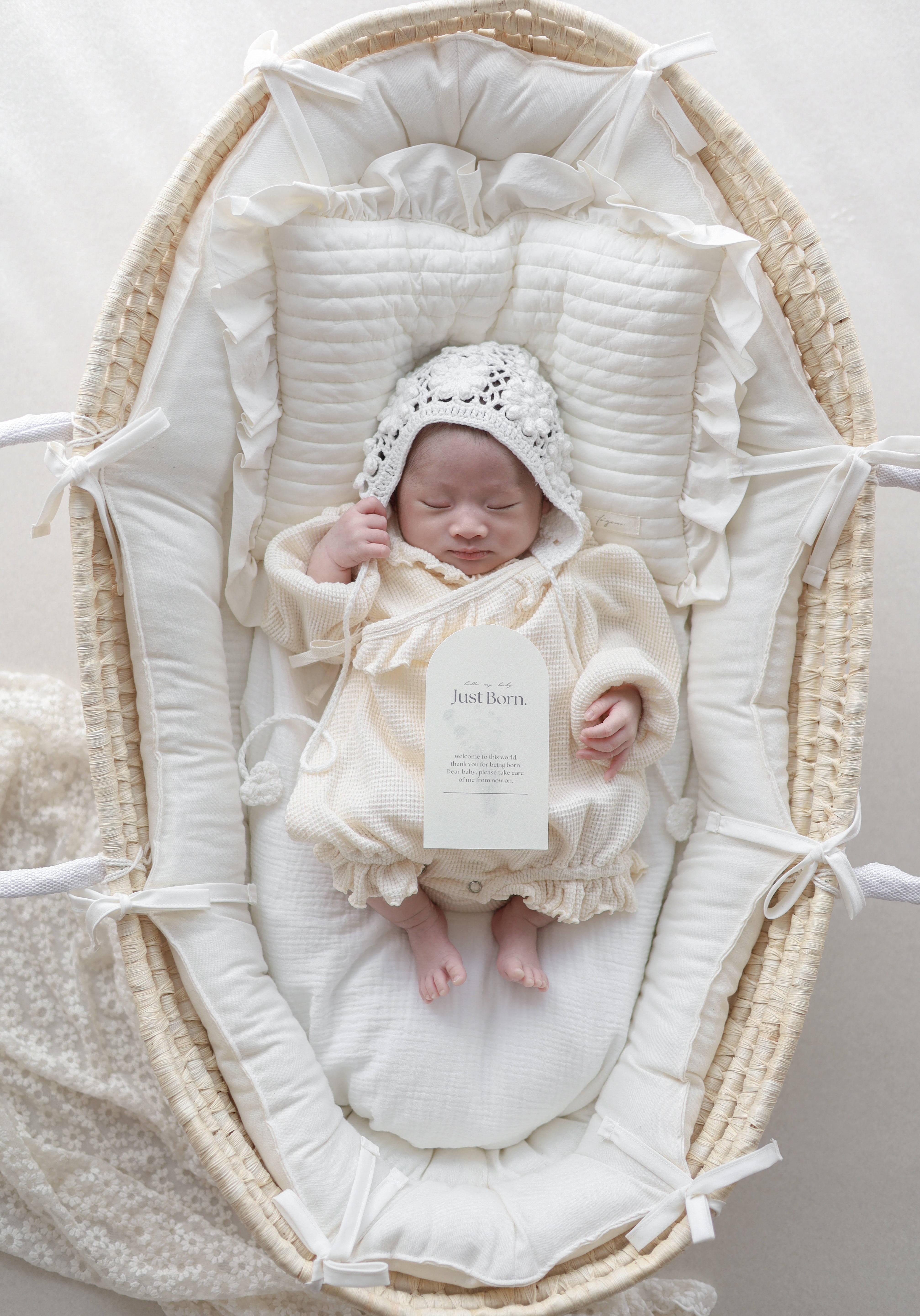 Waffle frill wrap newborn rompers