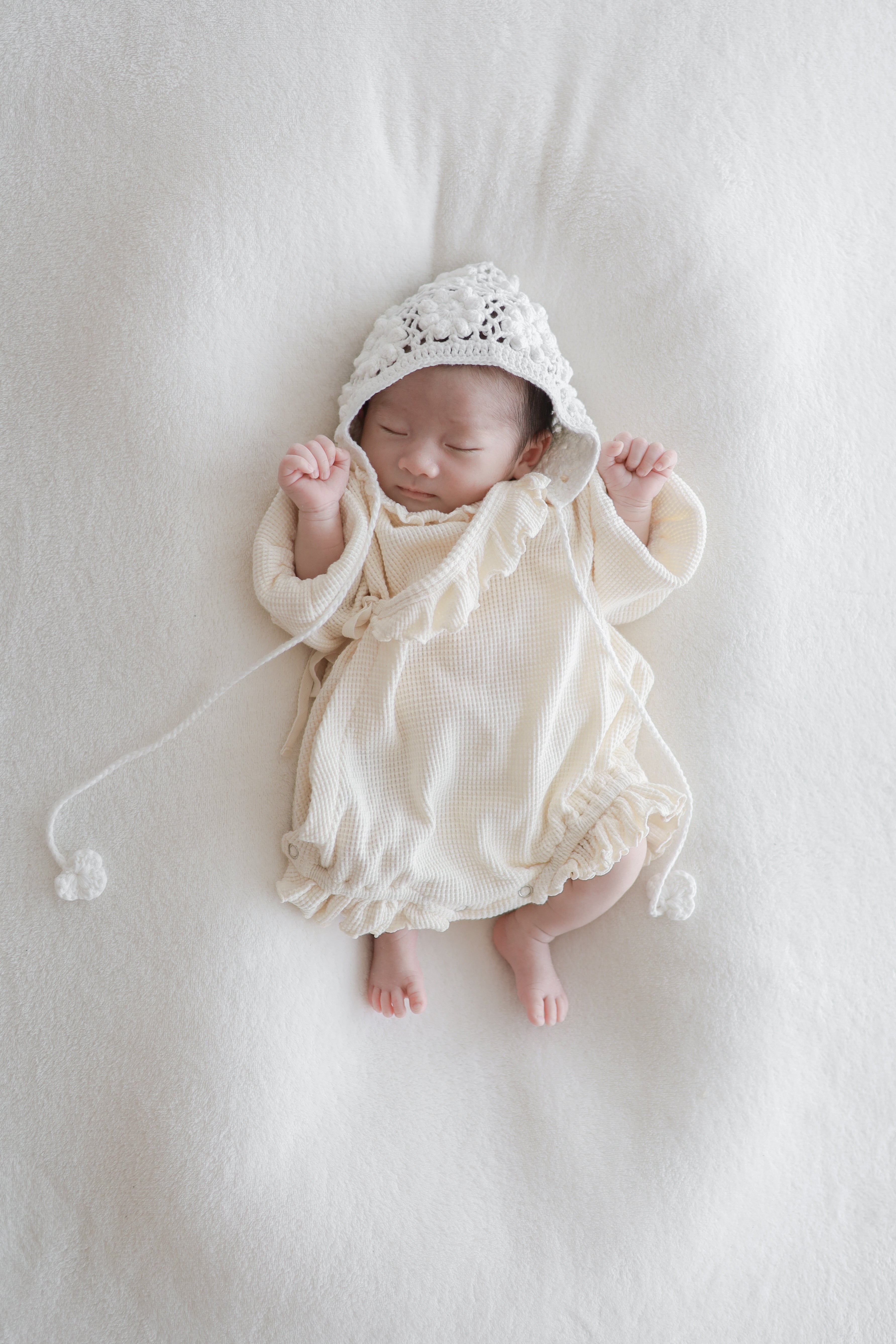 Waffle frill wrap newborn rompers