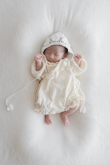 Waffle frill wrap newborn rompers