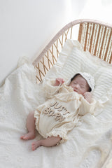Waffle frill wrap newborn rompers