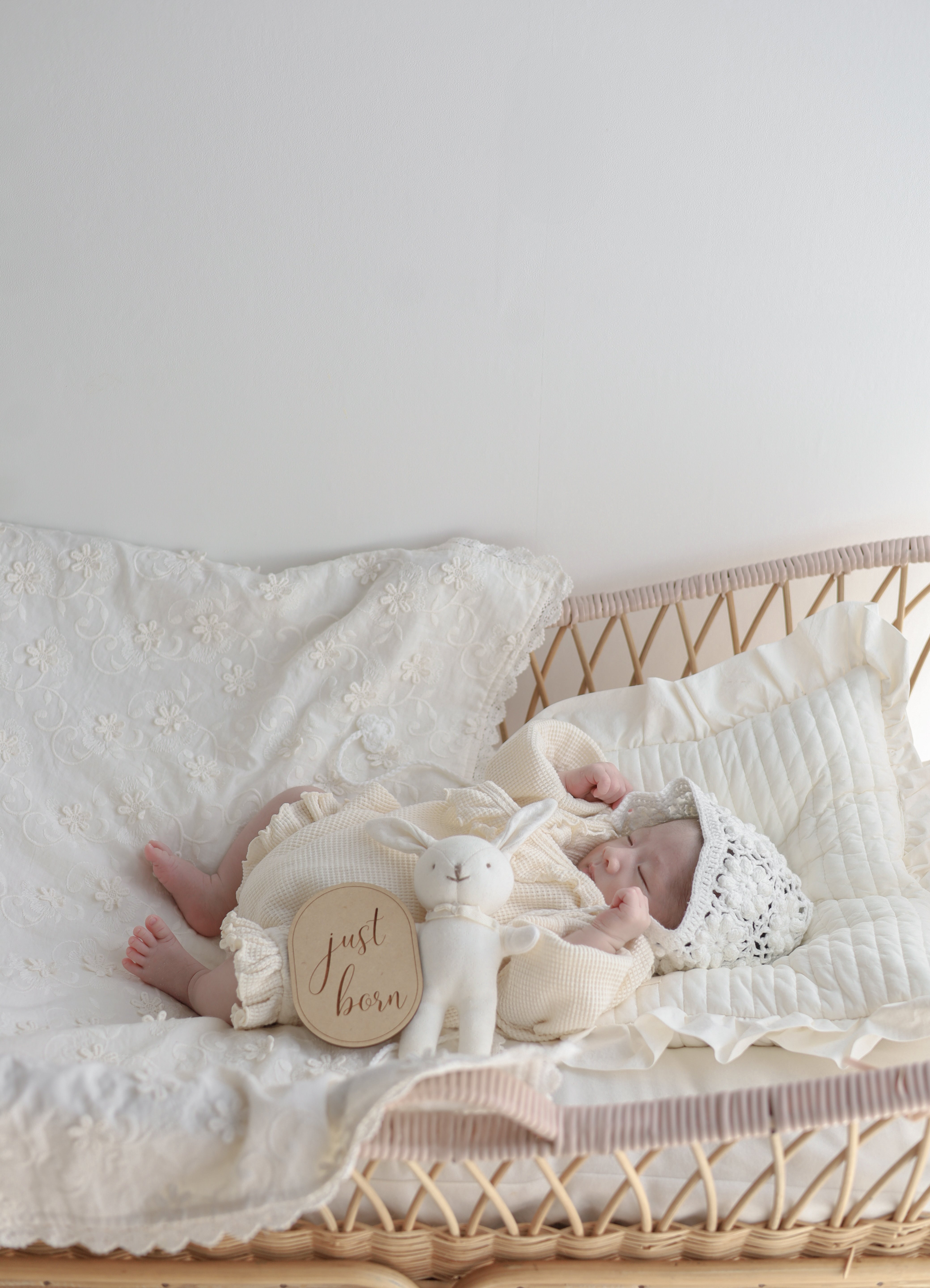 Waffle frill wrap newborn rompers
