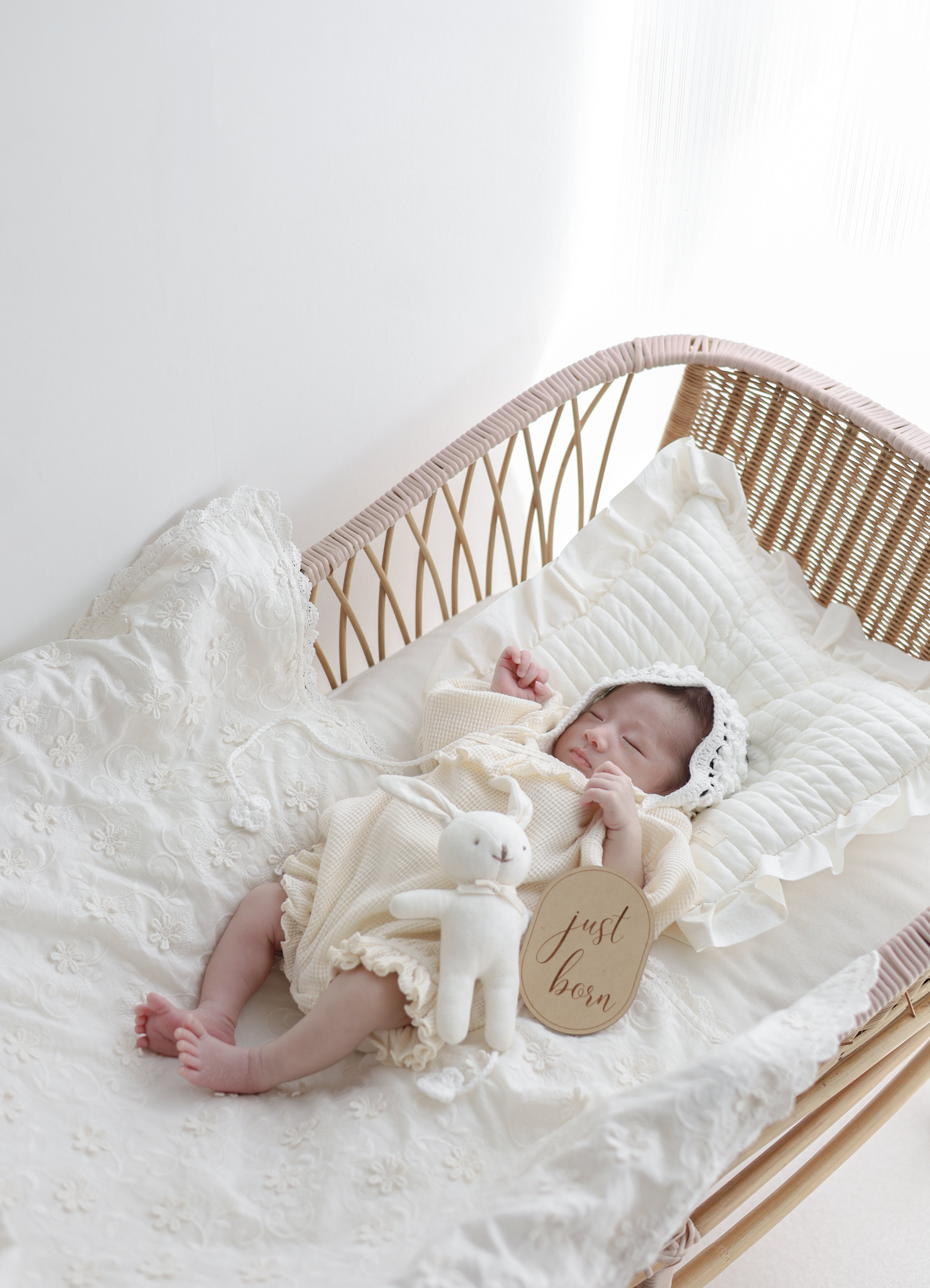 Waffle frill wrap newborn rompers