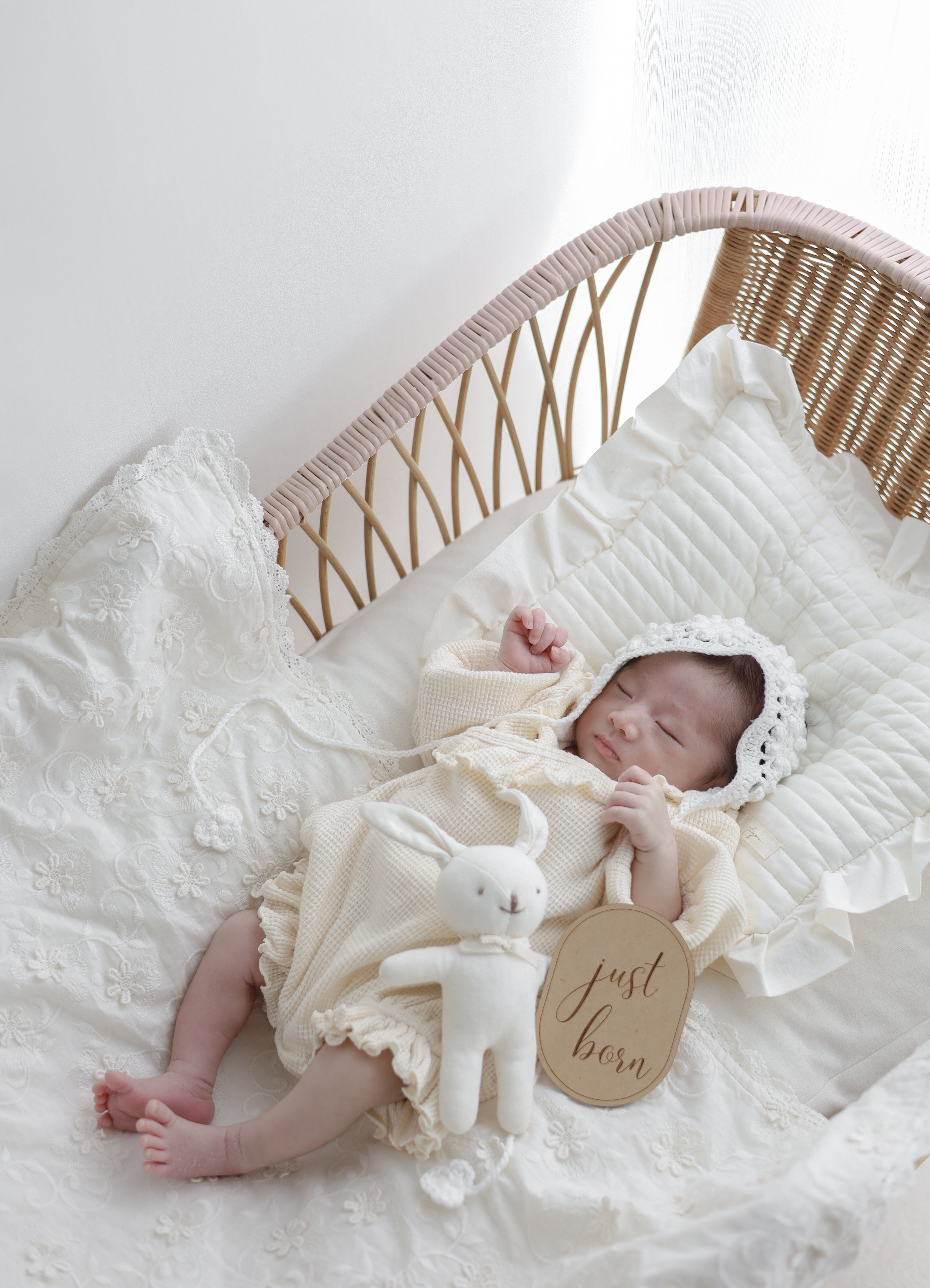 Waffle frill wrap newborn rompers