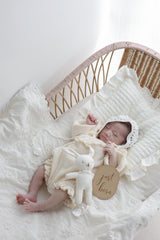 Waffle frill wrap newborn rompers