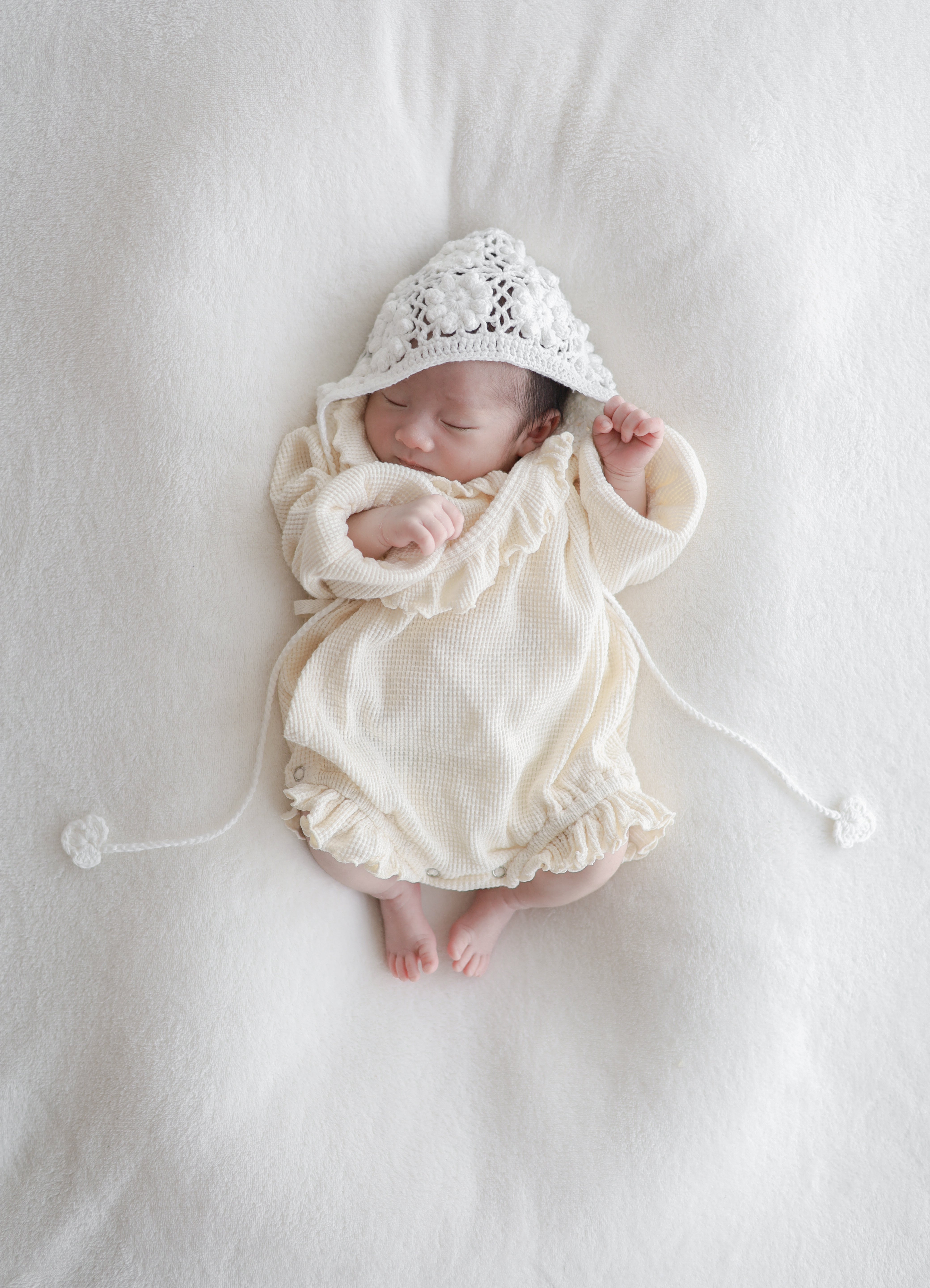 Waffle frill wrap newborn rompers
