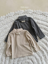［thelala］Stripe high neck tee