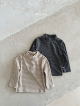 ［thelala］Stripe high neck tee