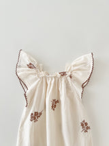 Flower embroidery rompers