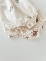 Flower embroidery rompers