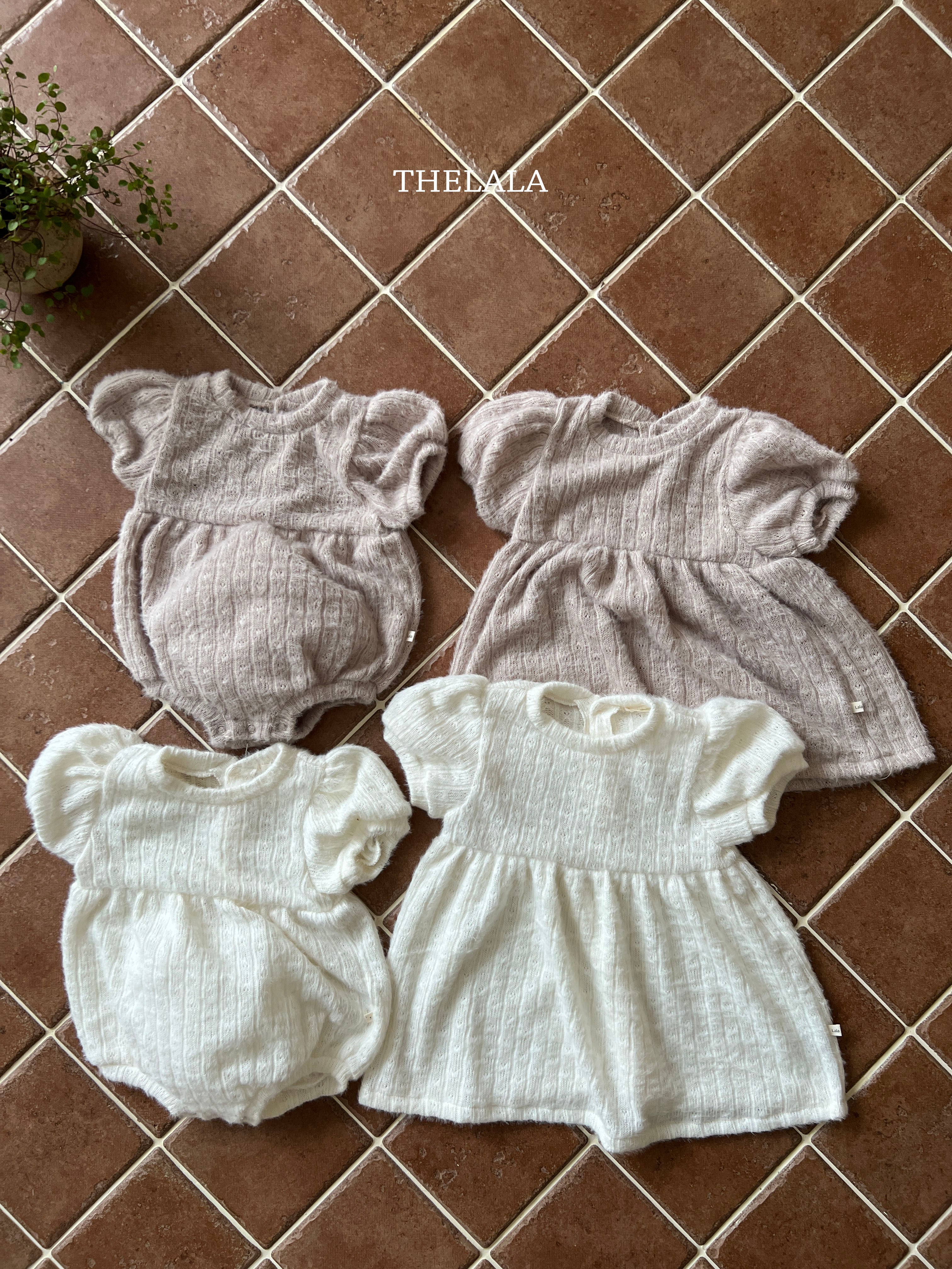 ［thelala］Soft puff knit rompers