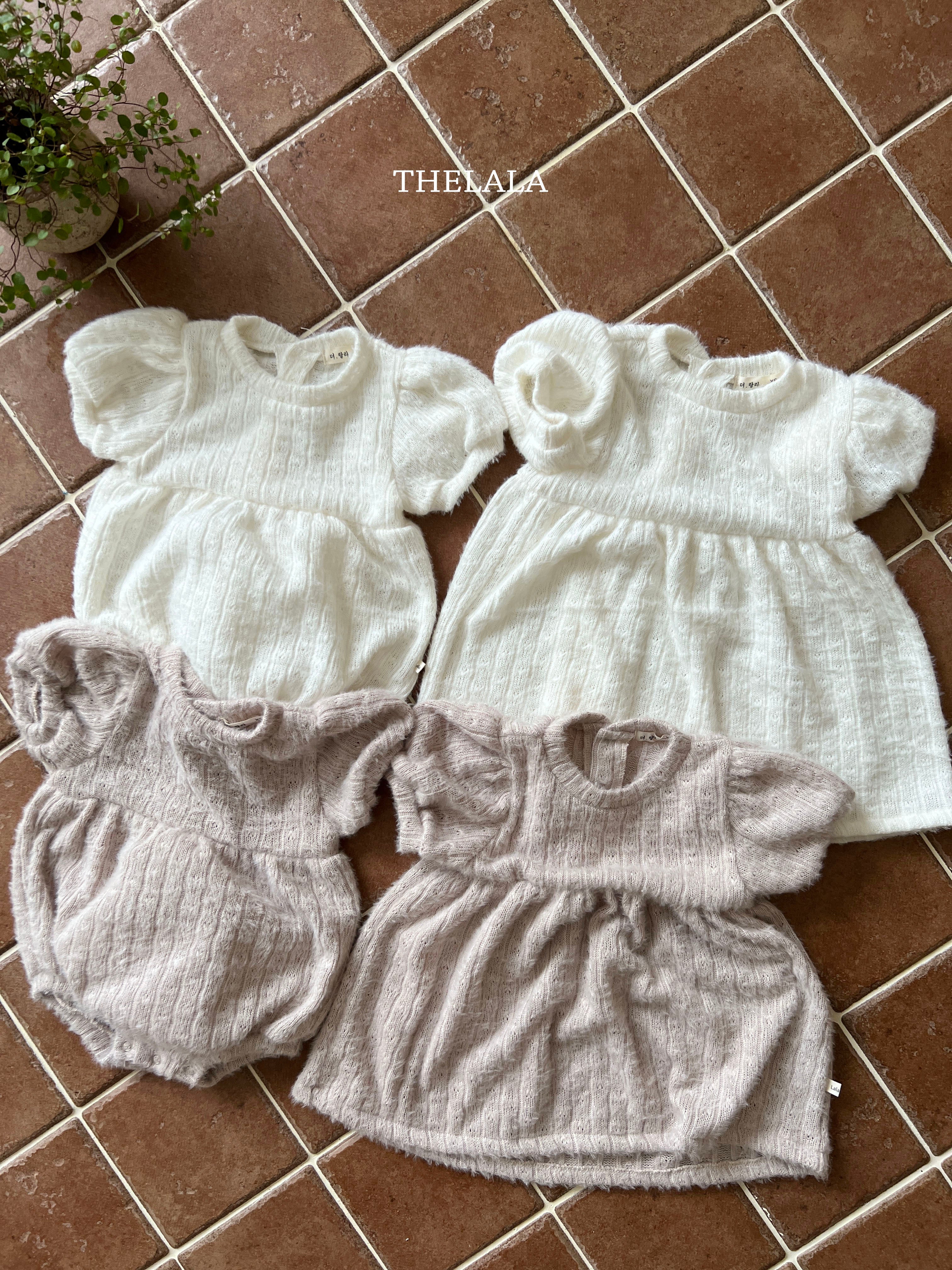 ［thelala］Soft puff knit rompers