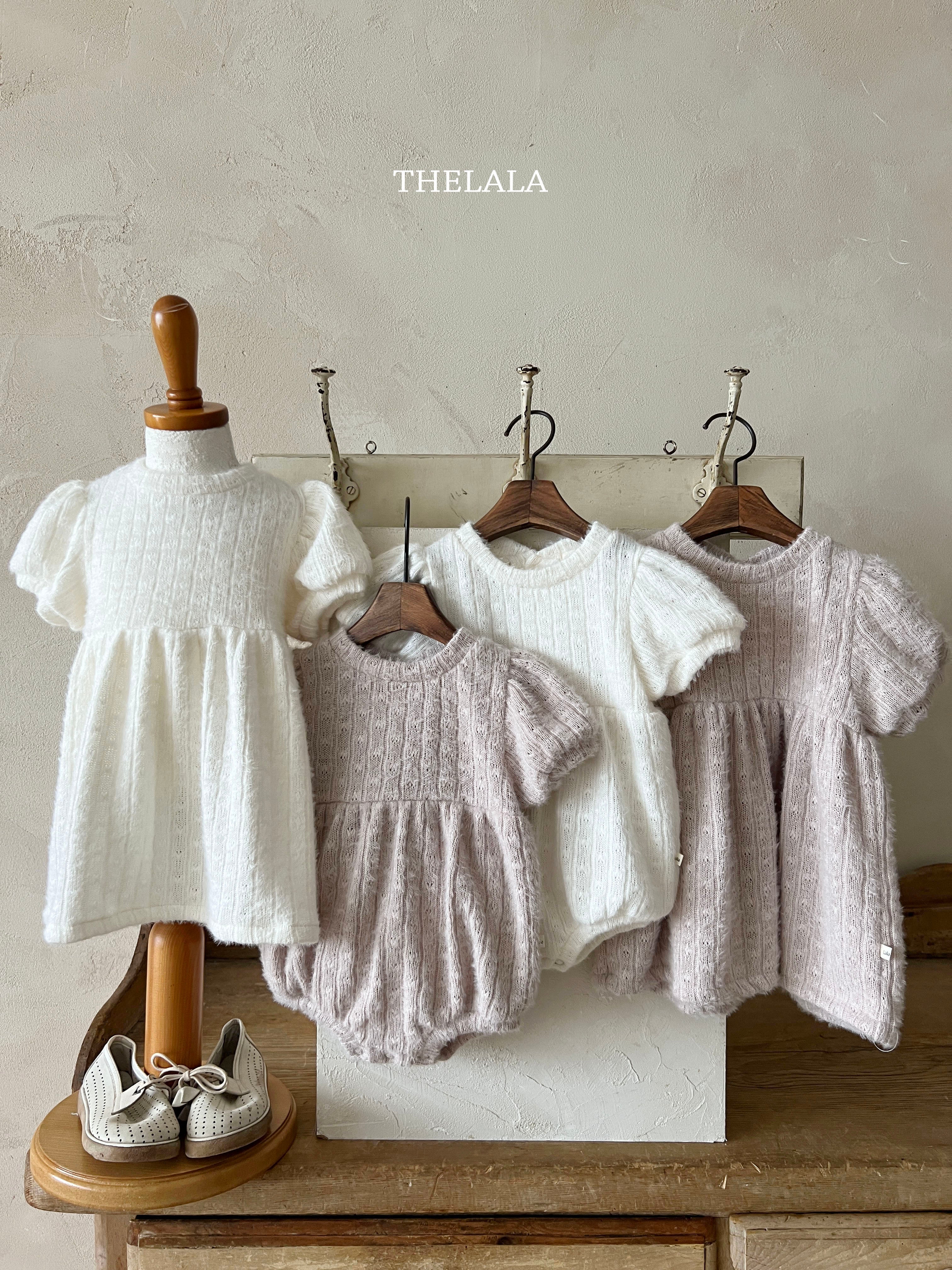 ［thelala］Soft puff knit rompers