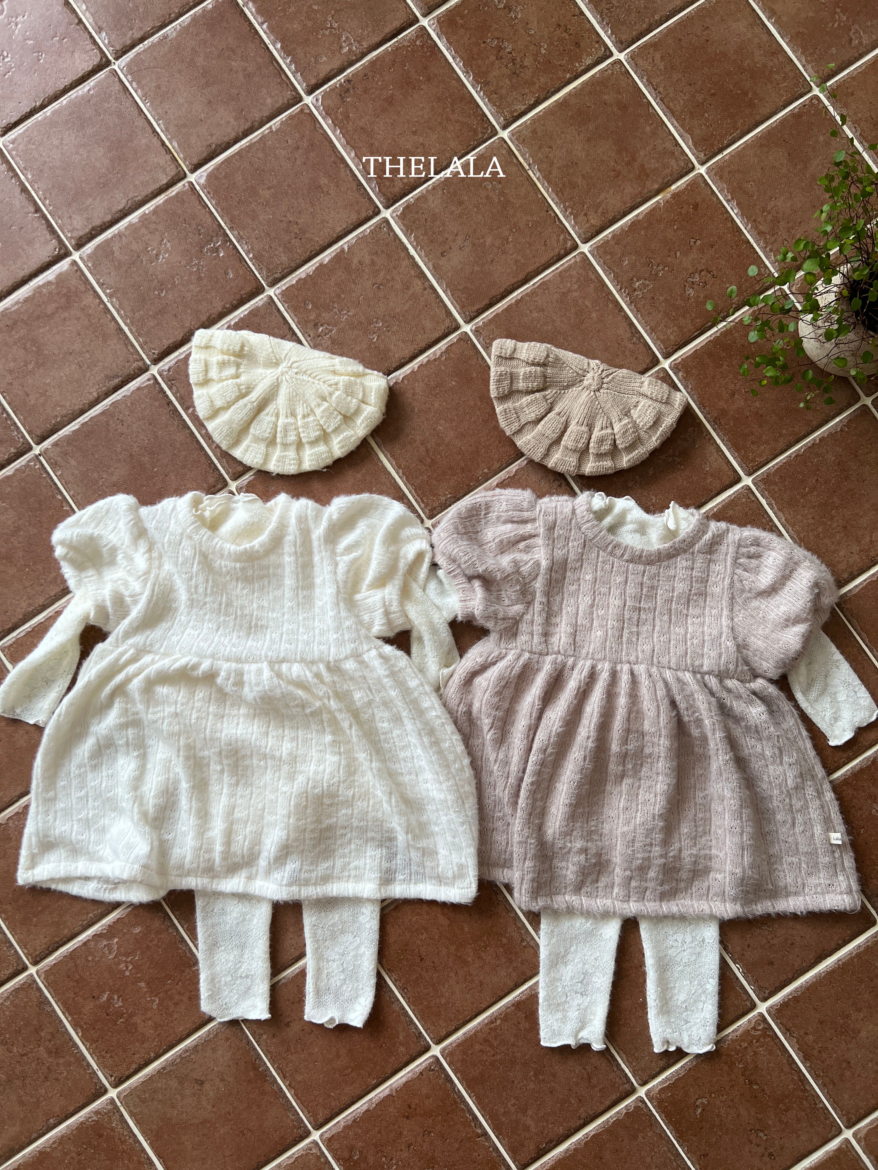 ［thelala］Soft puff knit one-piece