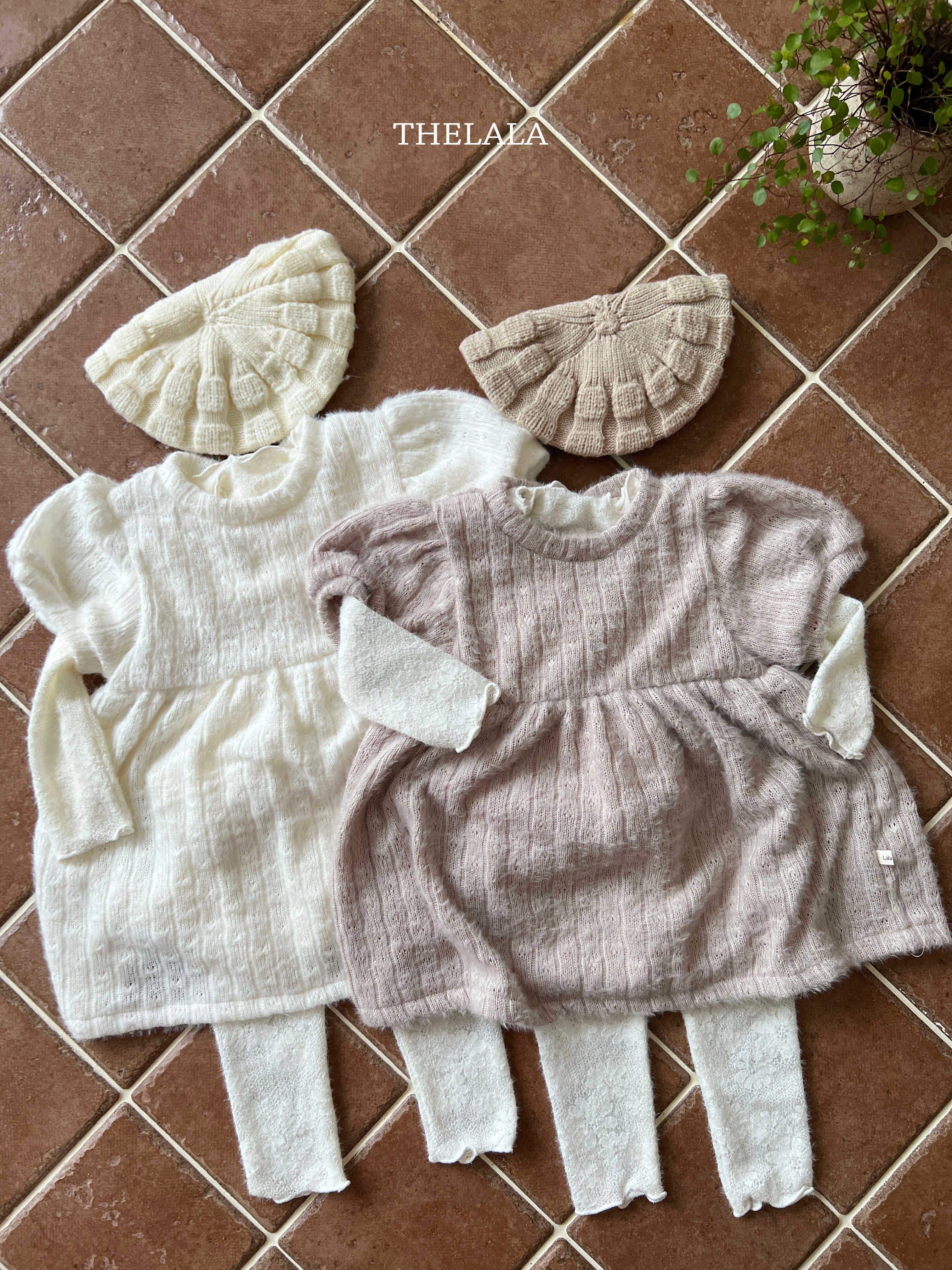 ［thelala］Soft puff knit one-piece