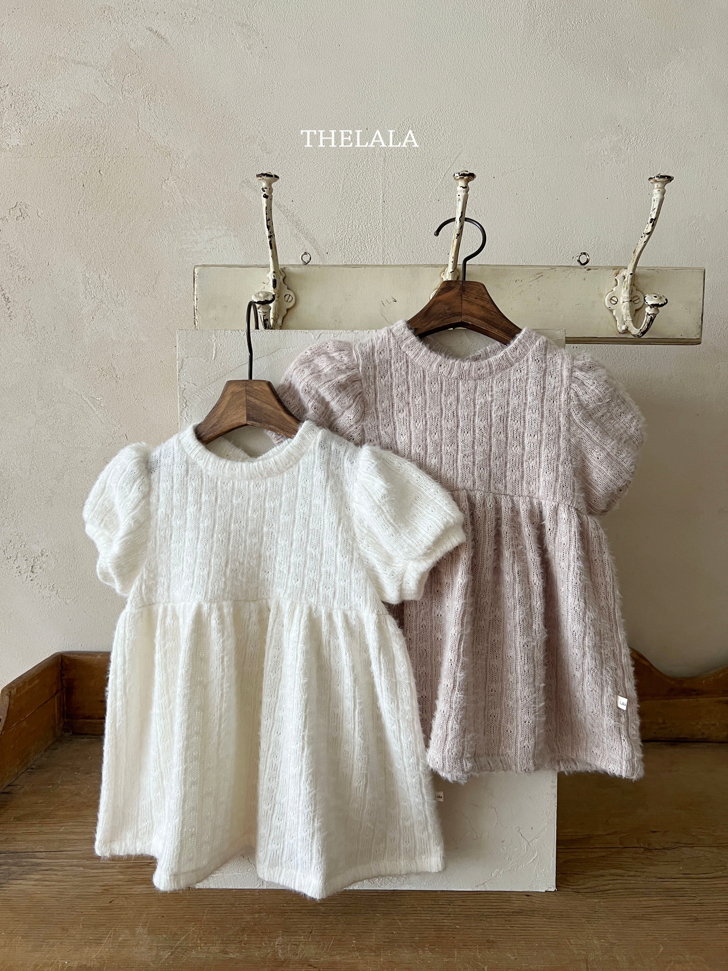 ［thelala］Soft puff knit one-piece