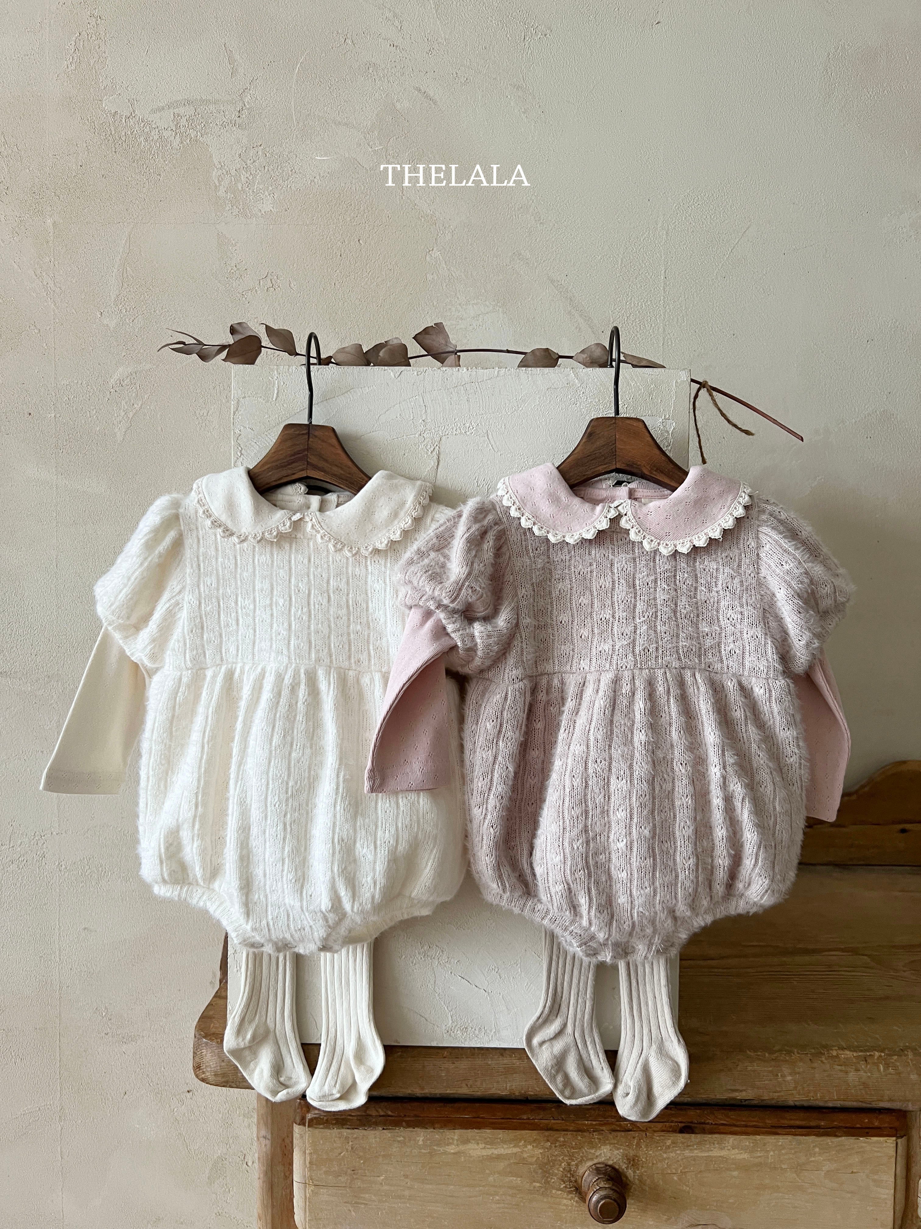 ［thelala］Soft puff knit rompers
