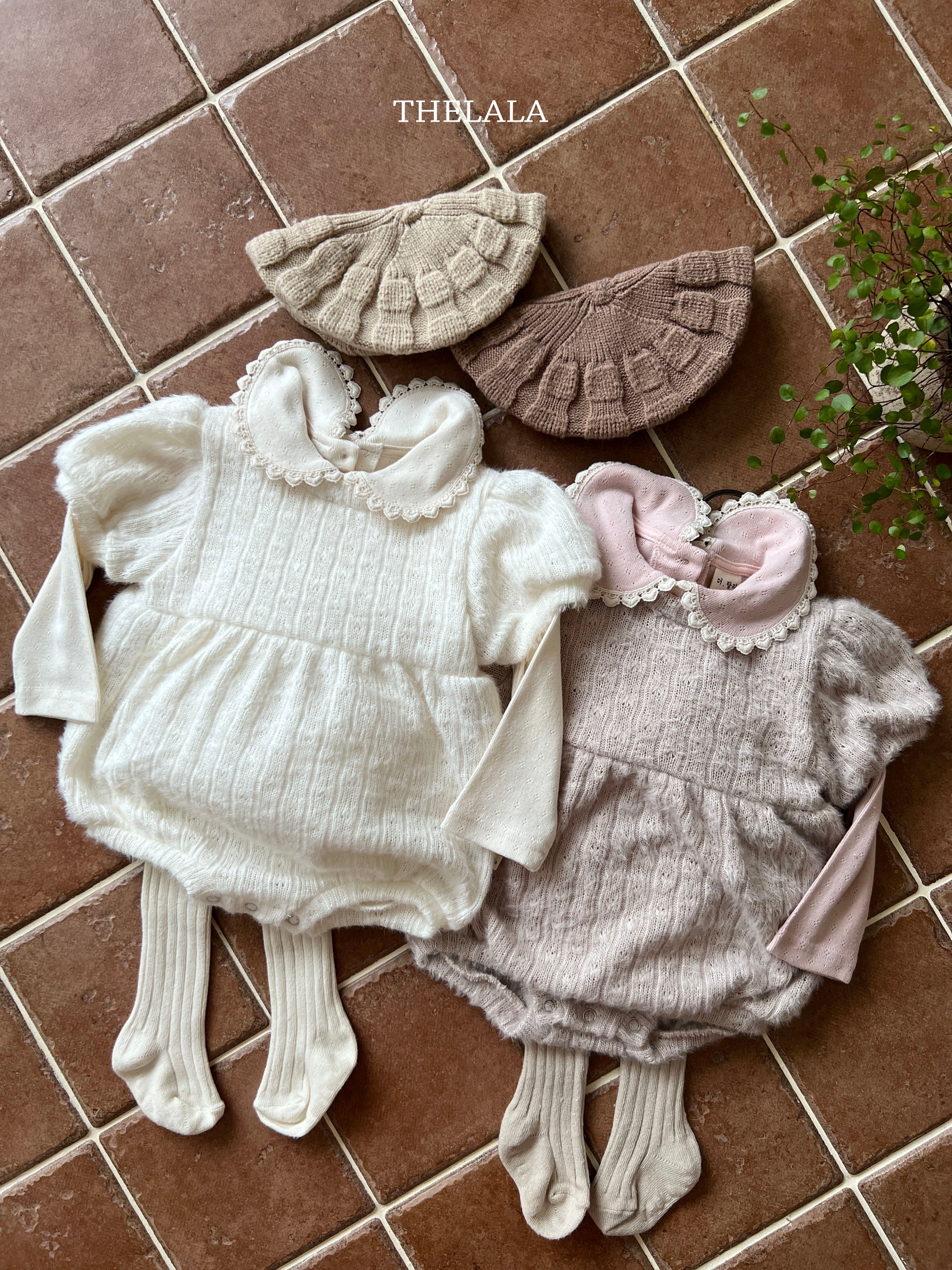 ［thelala］Soft puff knit rompers