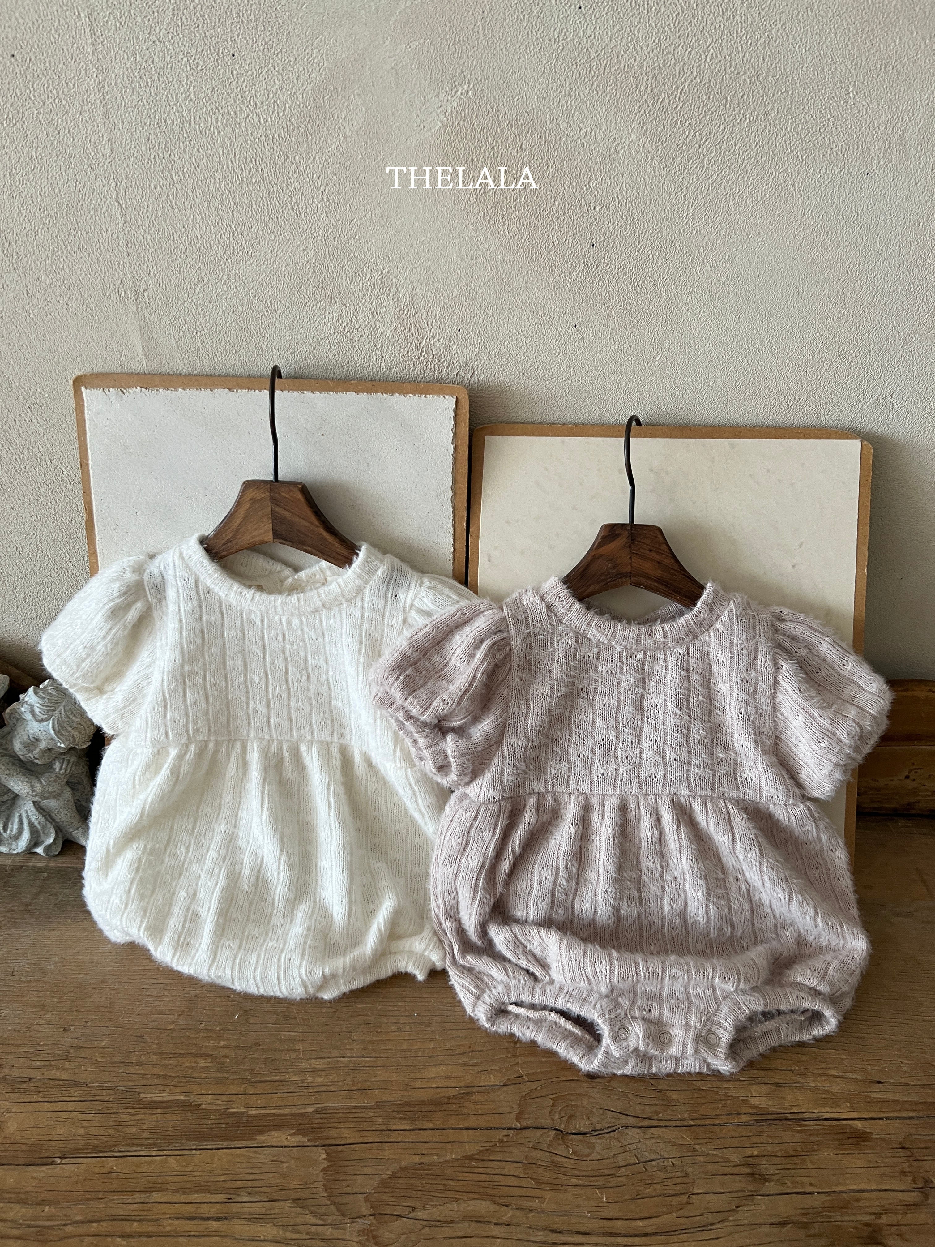 ［thelala］Soft puff knit rompers