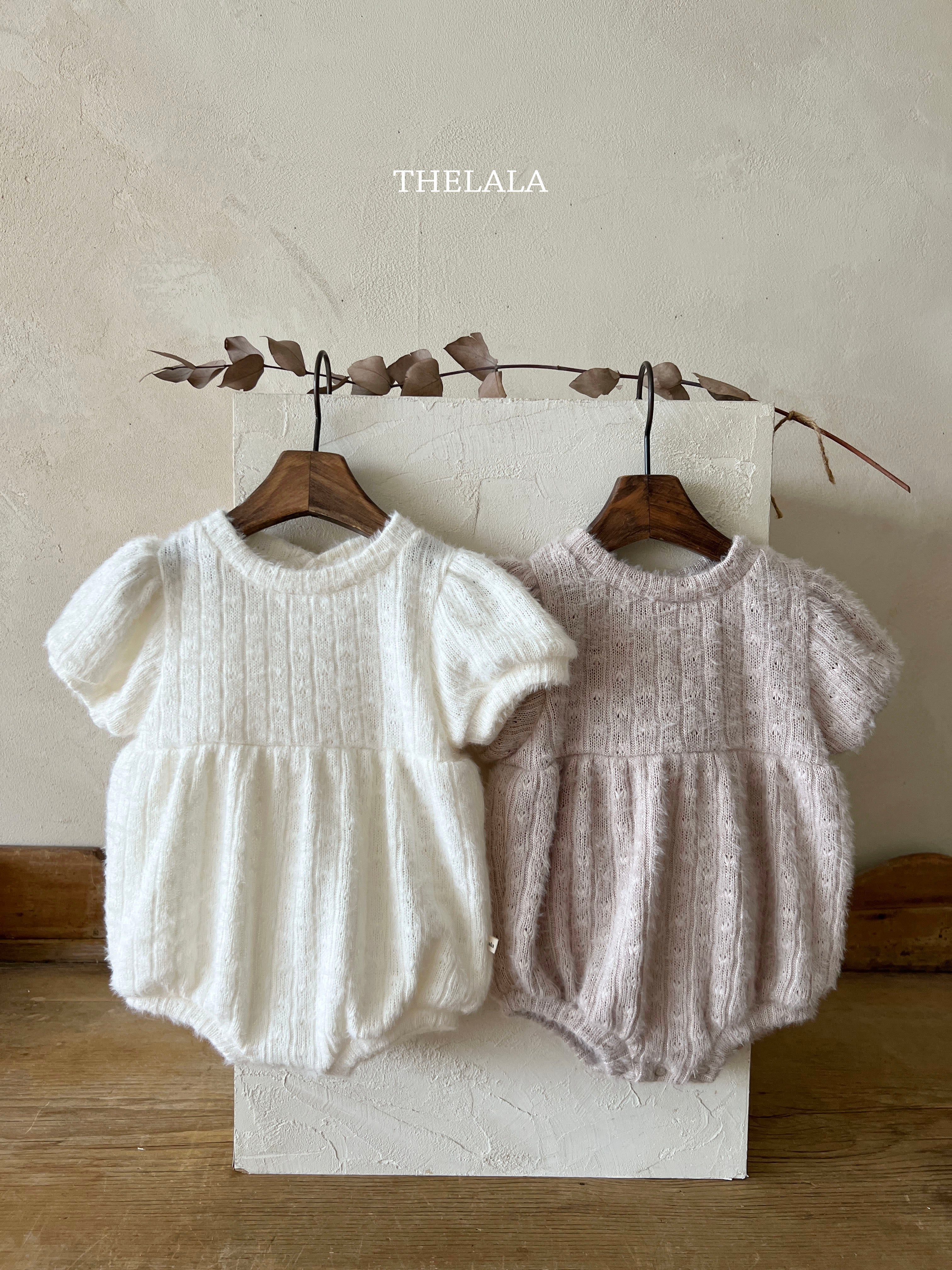 ［thelala］Soft puff knit rompers