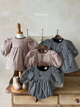 ［thelala］Check embroidery one-piece