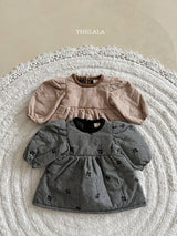 ［thelala］Check embroidery one-piece