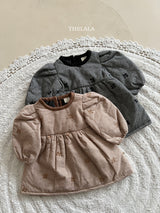 ［thelala］Check embroidery one-piece