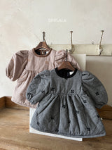 ［thelala］Check embroidery one-piece