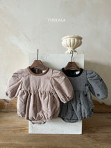 ［thelala］Check embroidery rompers