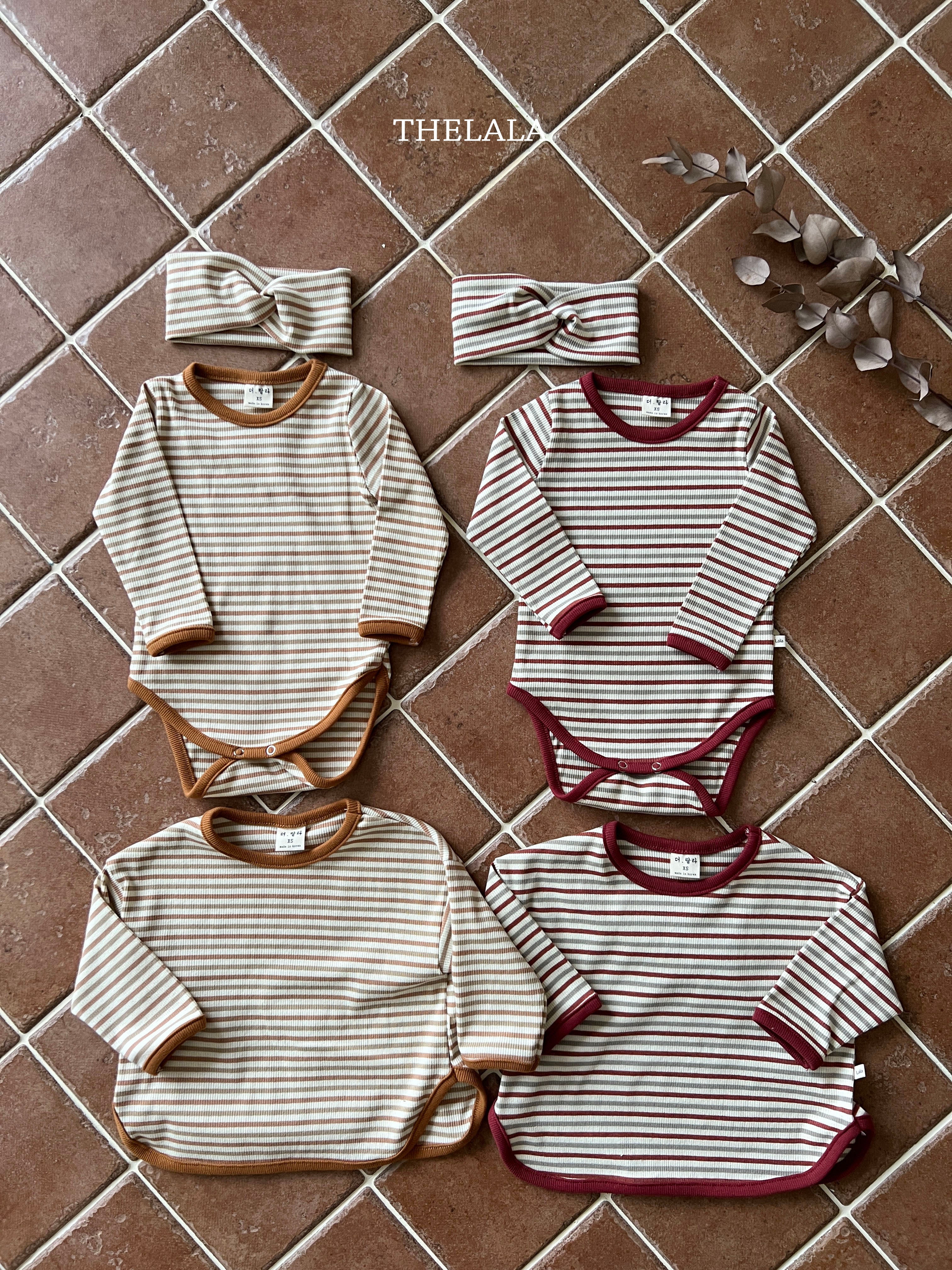 ［thelala］Multi stripe rompers