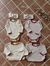 ［thelala］Multi stripe rompers