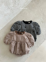 ［thelala］Check embroidery rompers