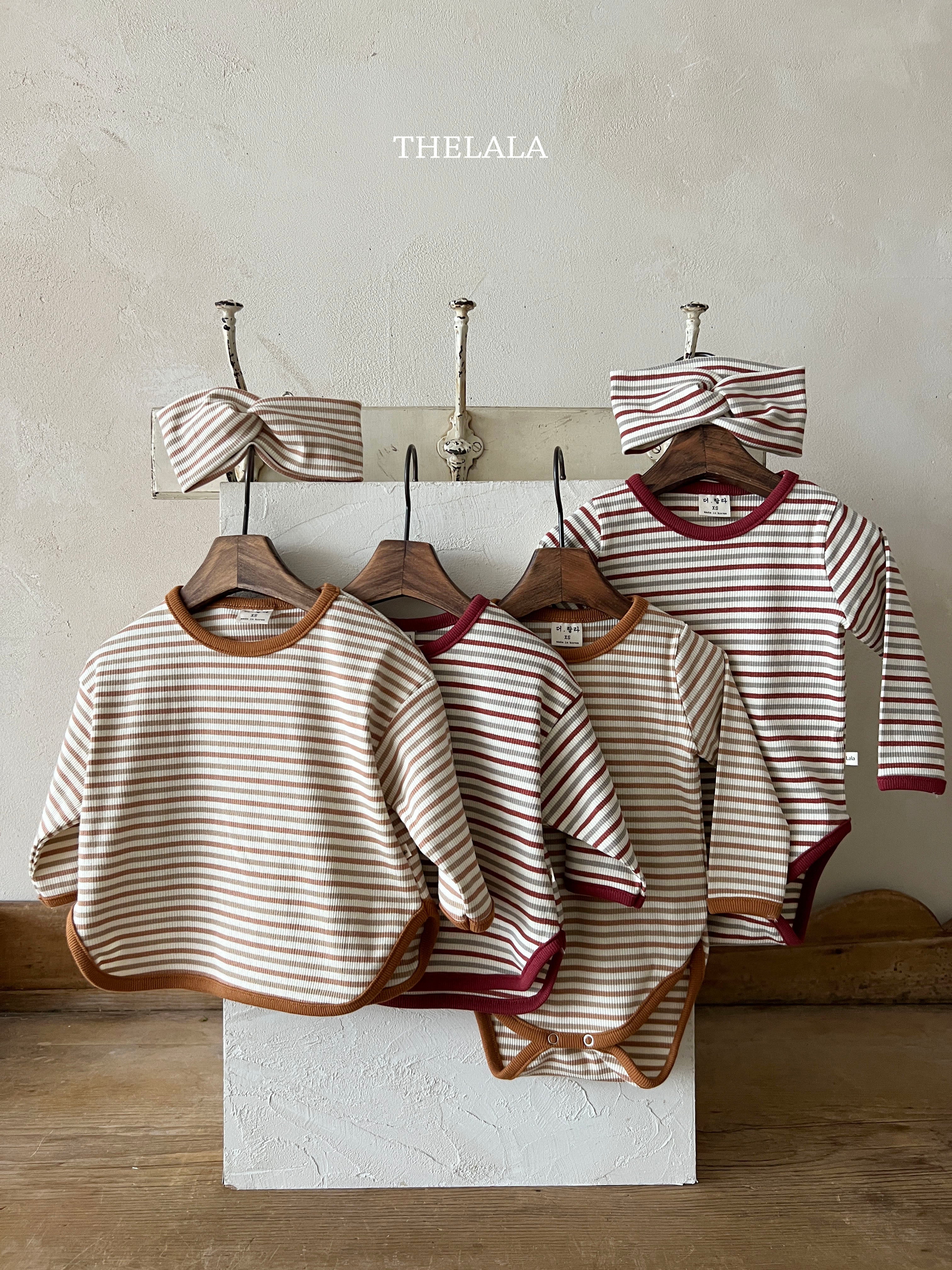［thelala］Multi stripe rompers