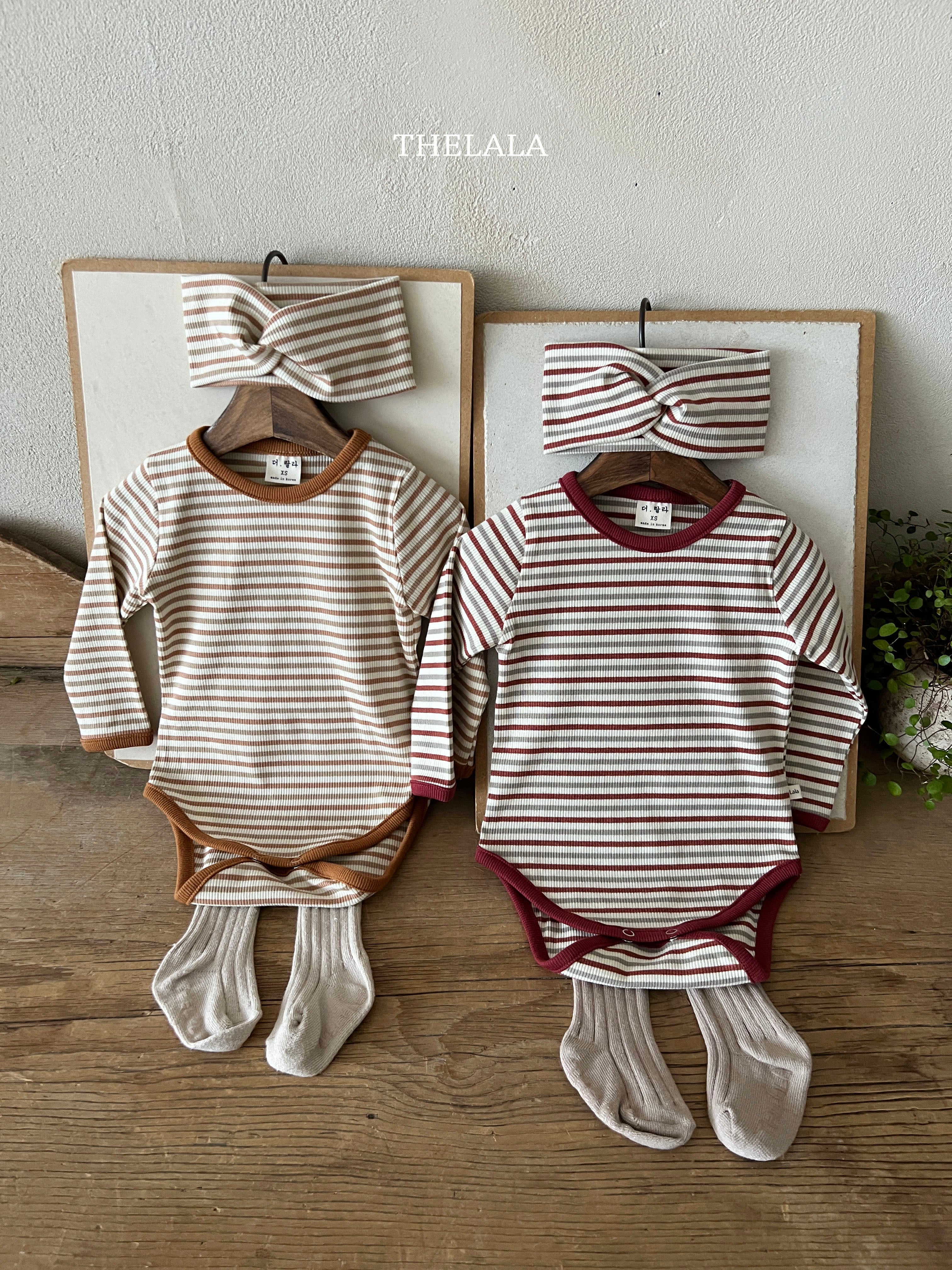 ［thelala］Multi stripe rompers