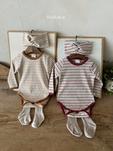 ［thelala］Multi stripe rompers