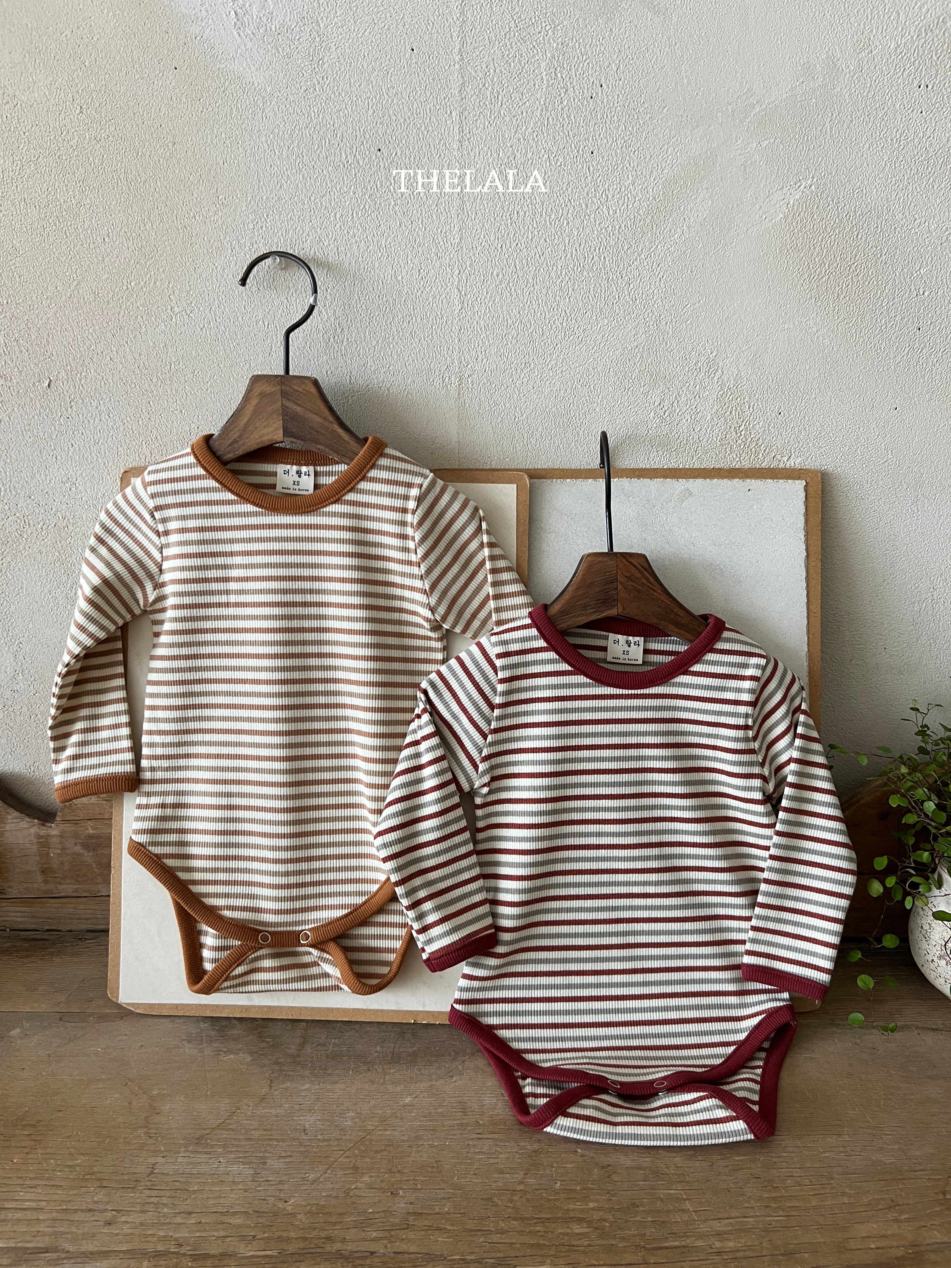 ［thelala］Multi stripe rompers