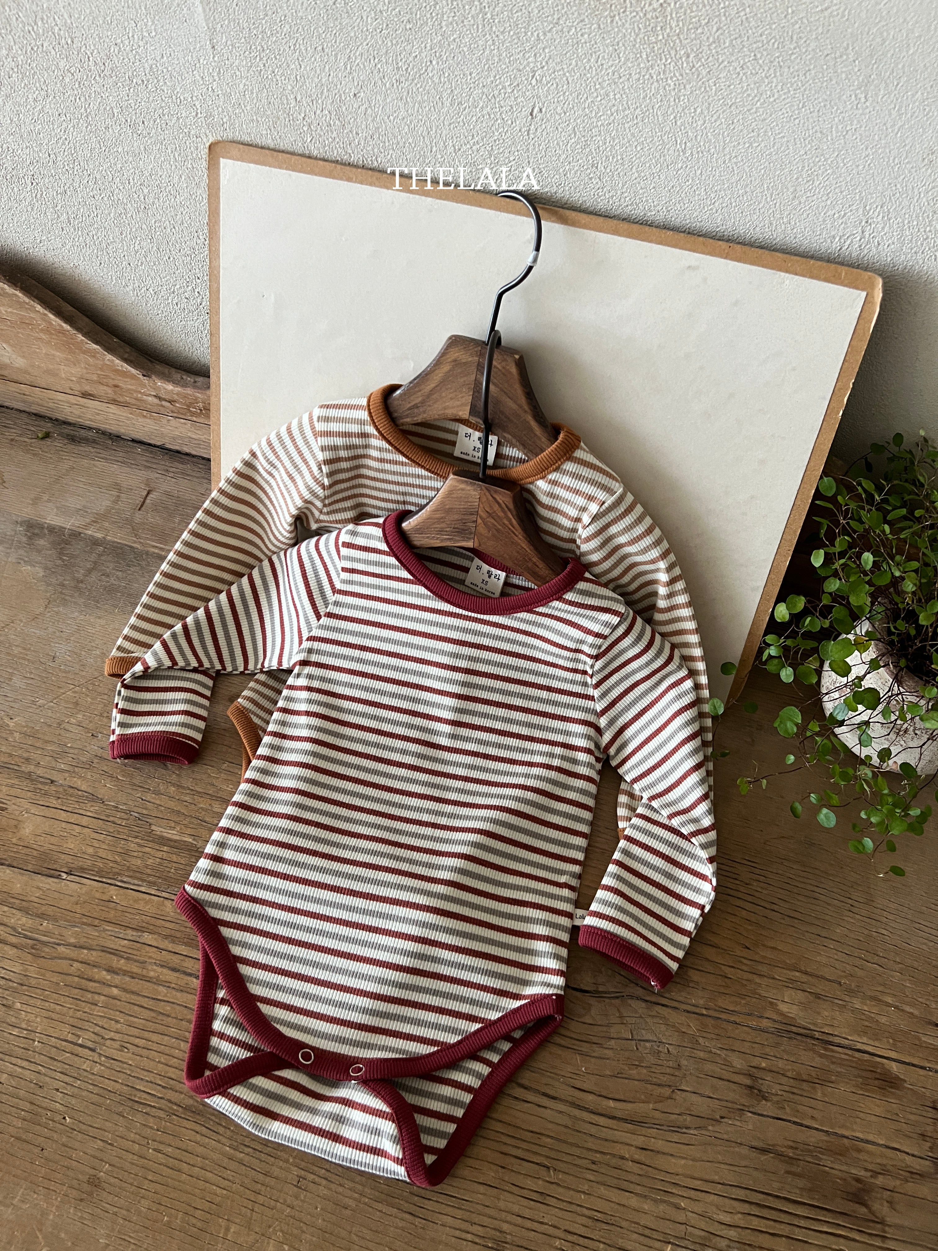 ［thelala］Multi stripe rompers