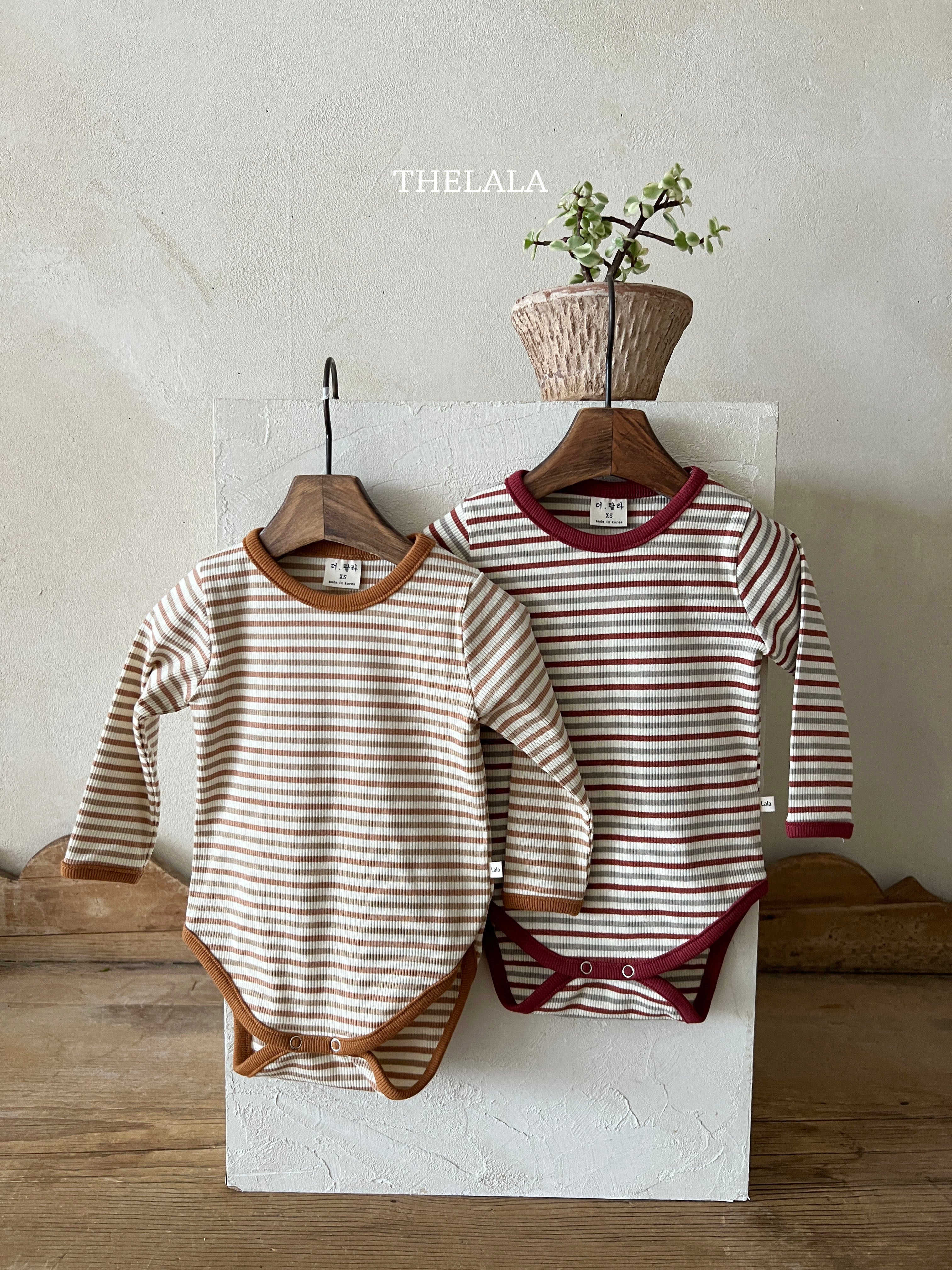 ［thelala］Multi stripe rompers