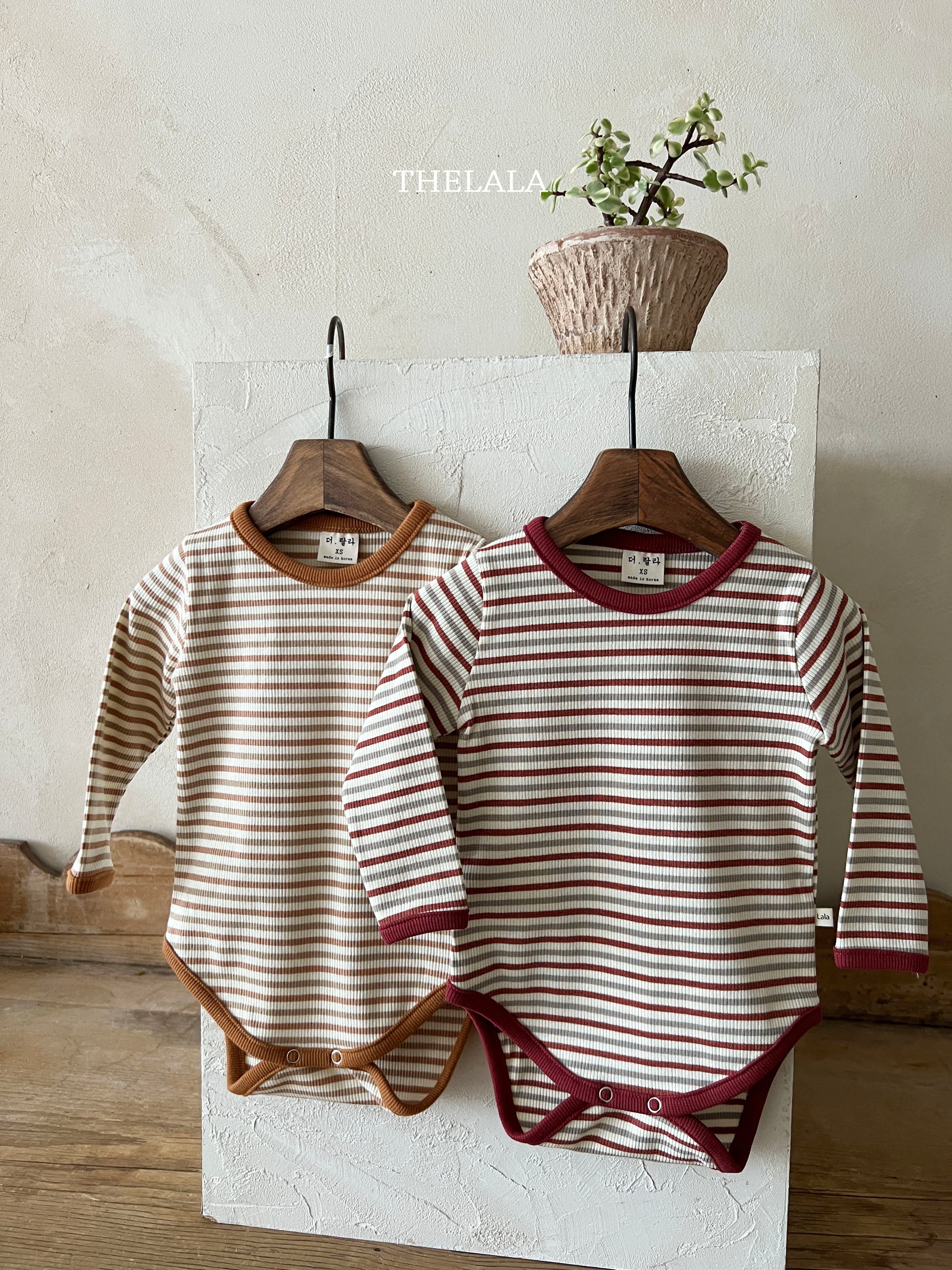 ［thelala］Multi stripe rompers