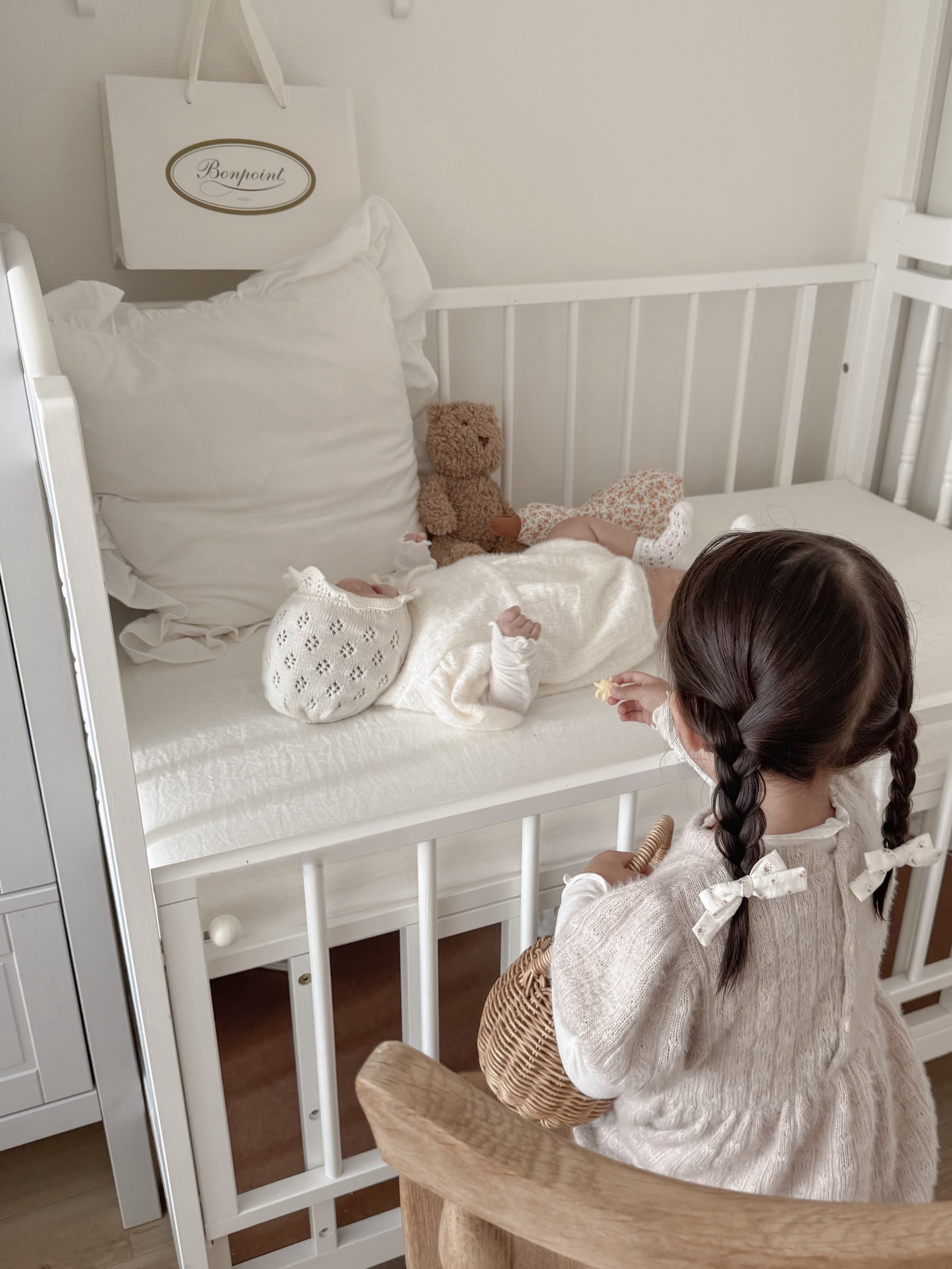 Soft puff knit rompers