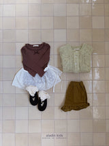 ［aladin］Eyelet ribbon puff tee