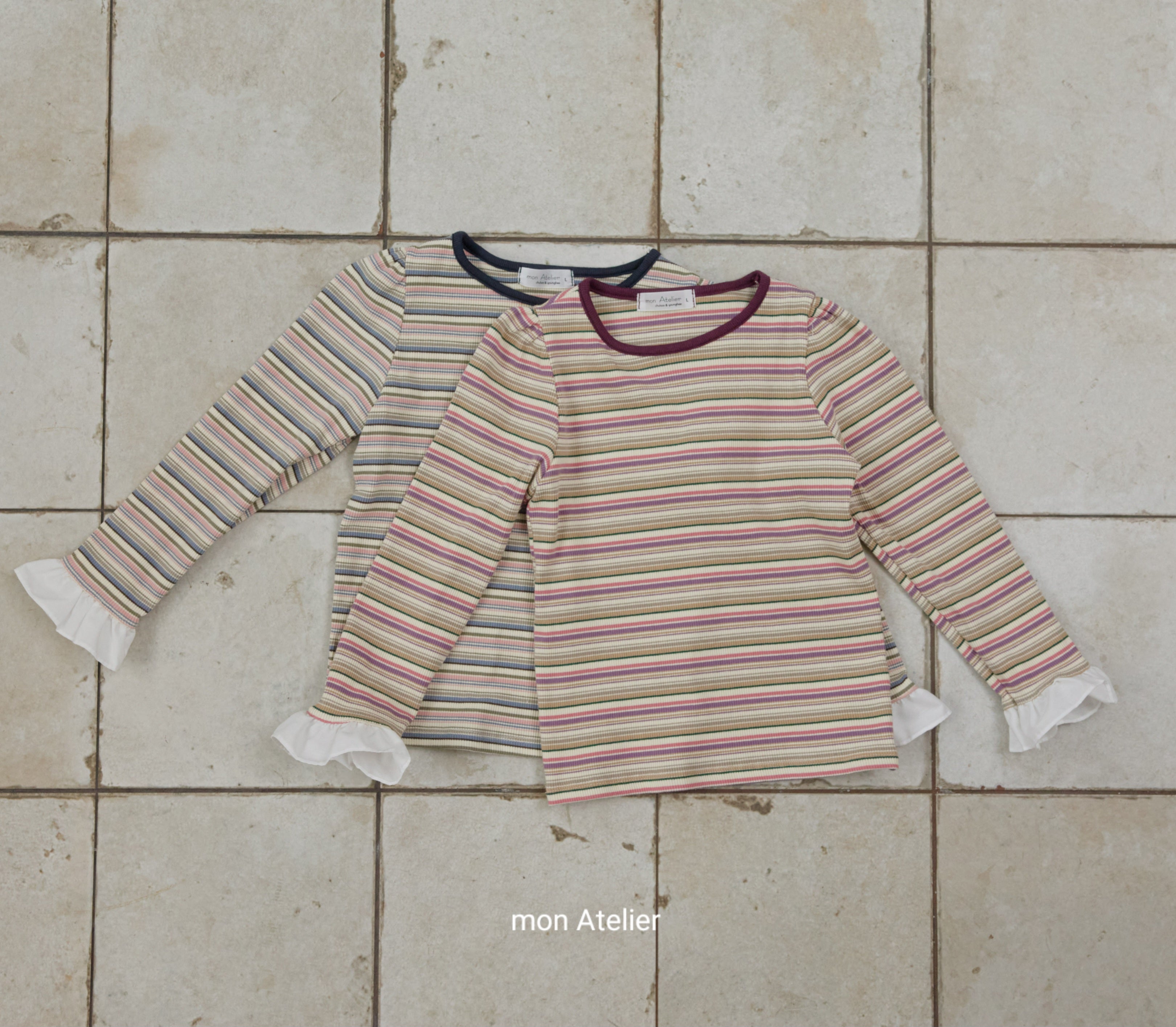 ［mon Atelier］Rainbow stripe tops