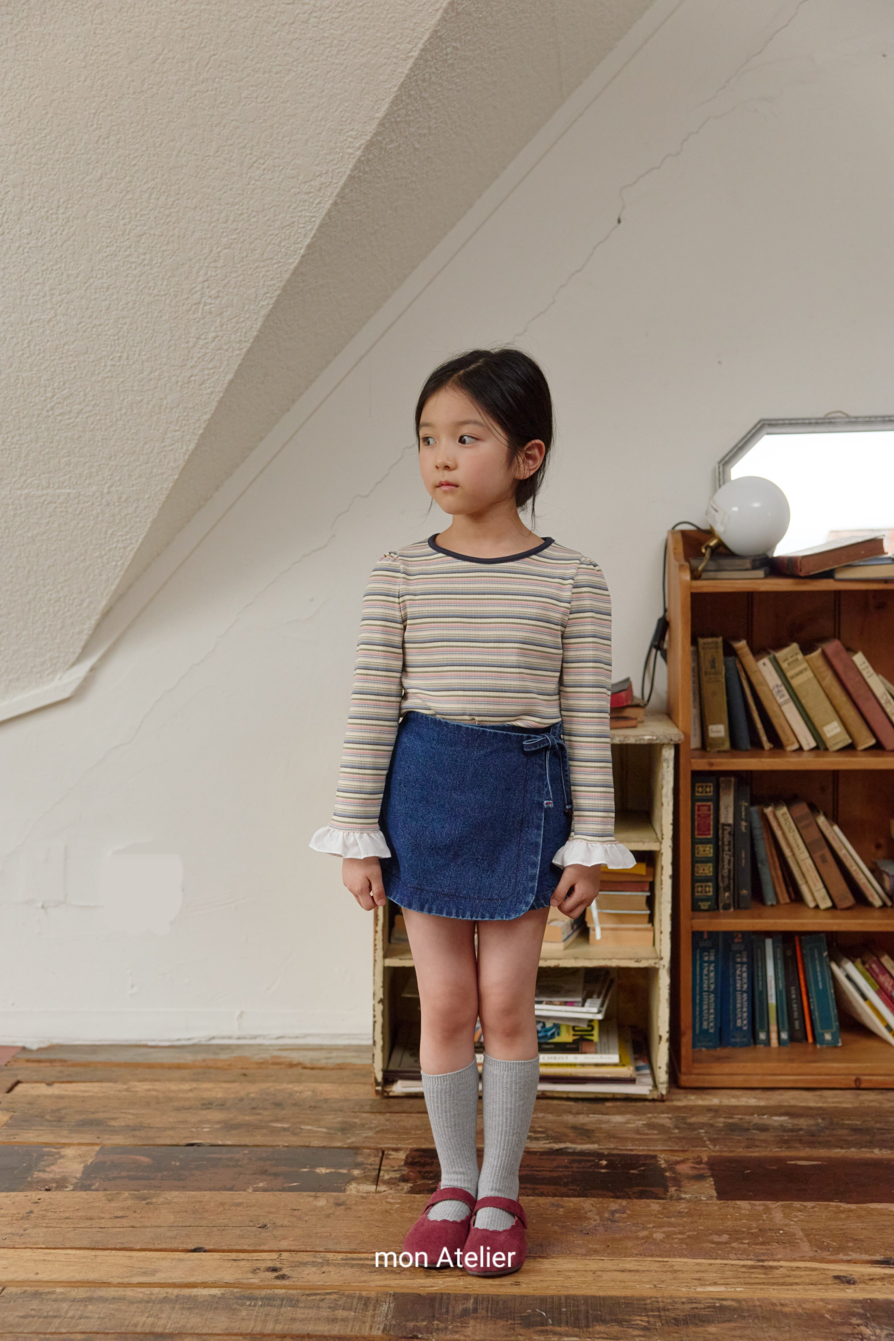 ［mon Atelier］Denim wrap pants