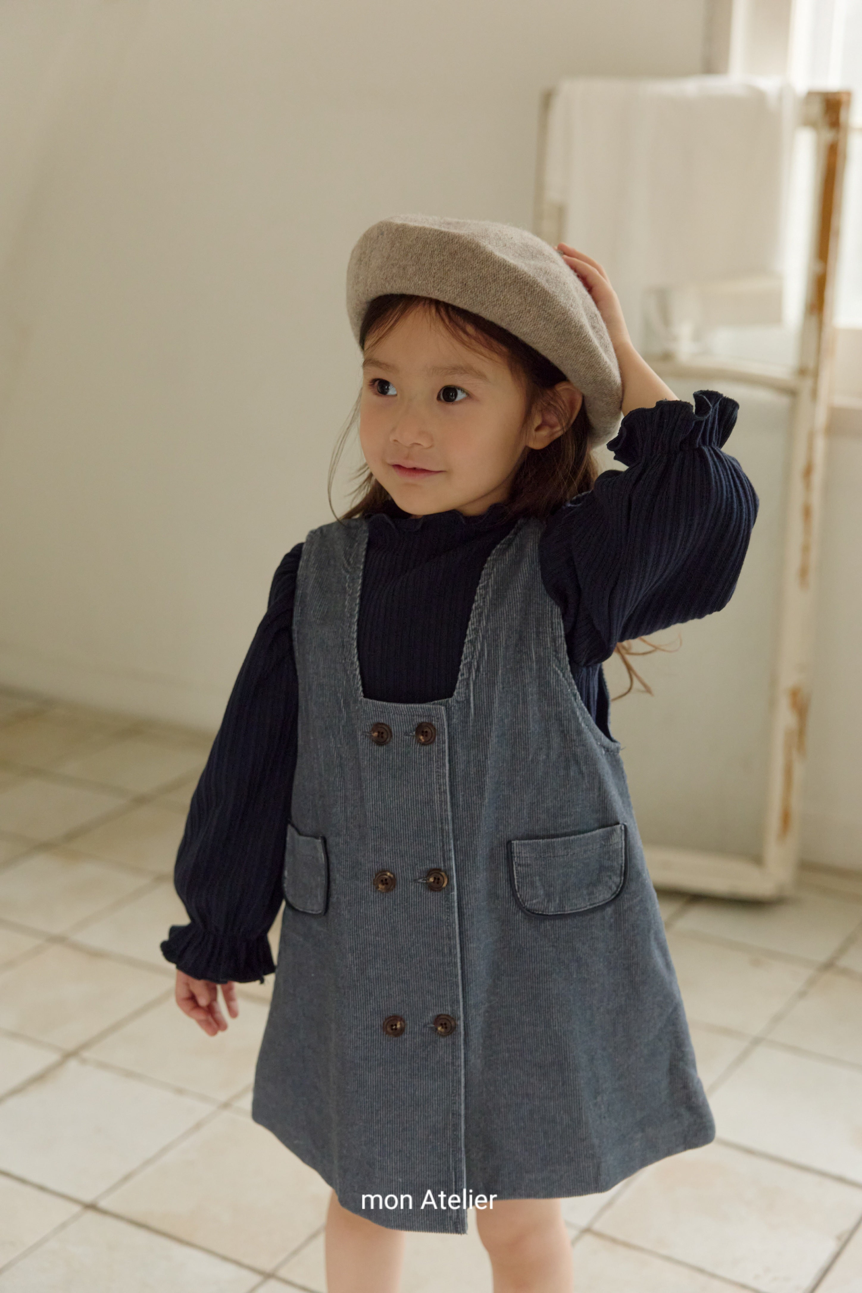 ［mon Atelier］Double button one-piece