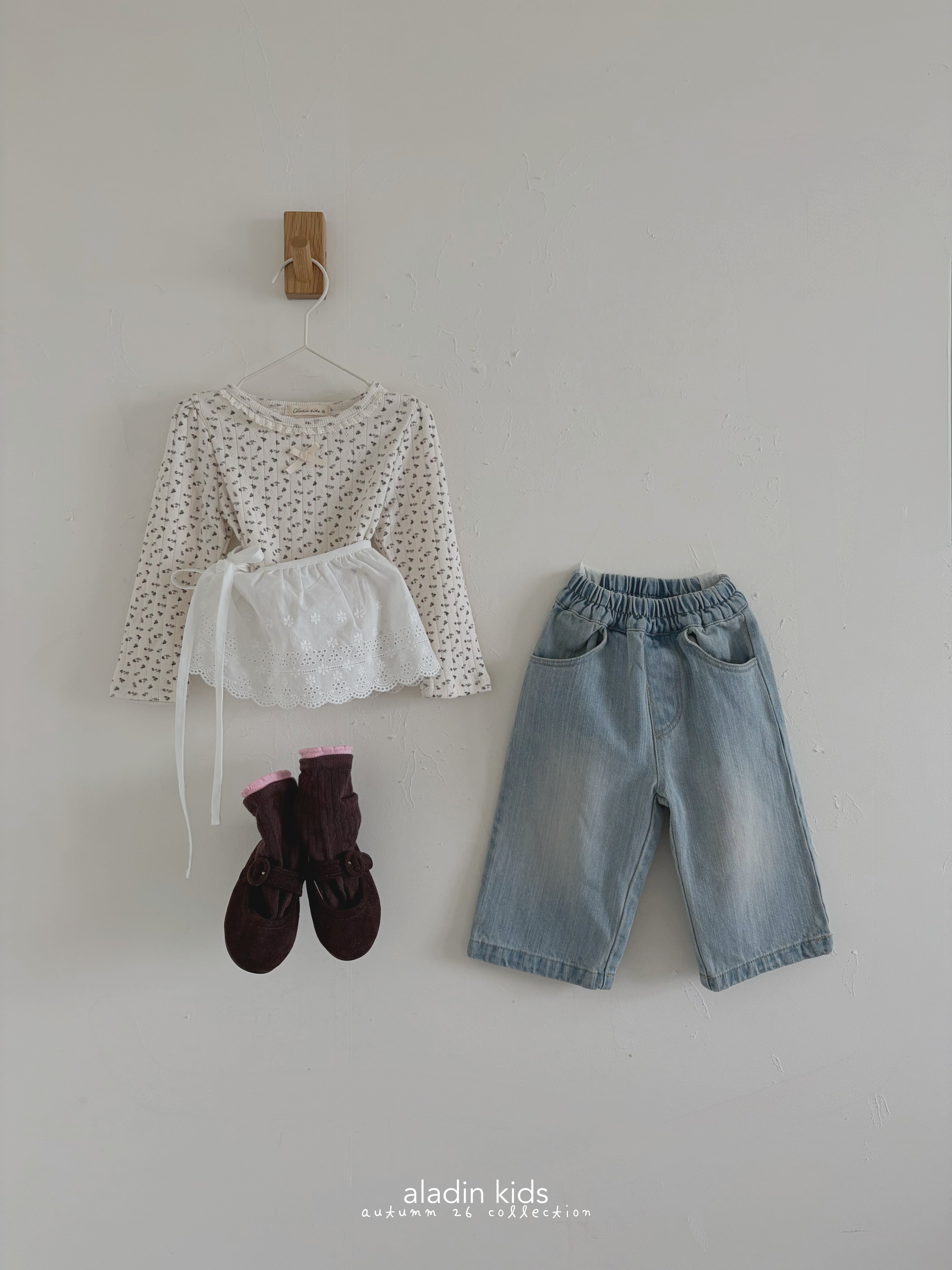 ［aladin］Eyelet ribbon puff tee