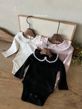［thelala］Eyelet collar rompers
